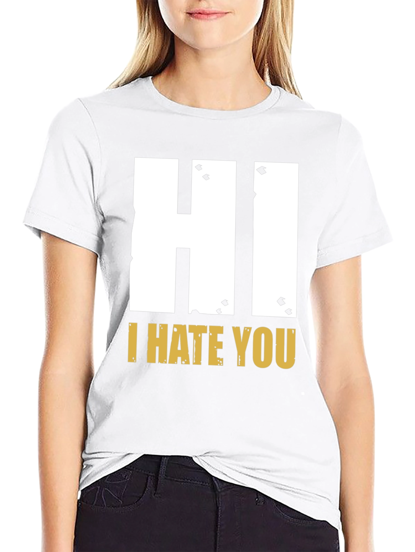 Black Hi I Hate You Graphic T-Shirt - Bold Statement Tee view 9