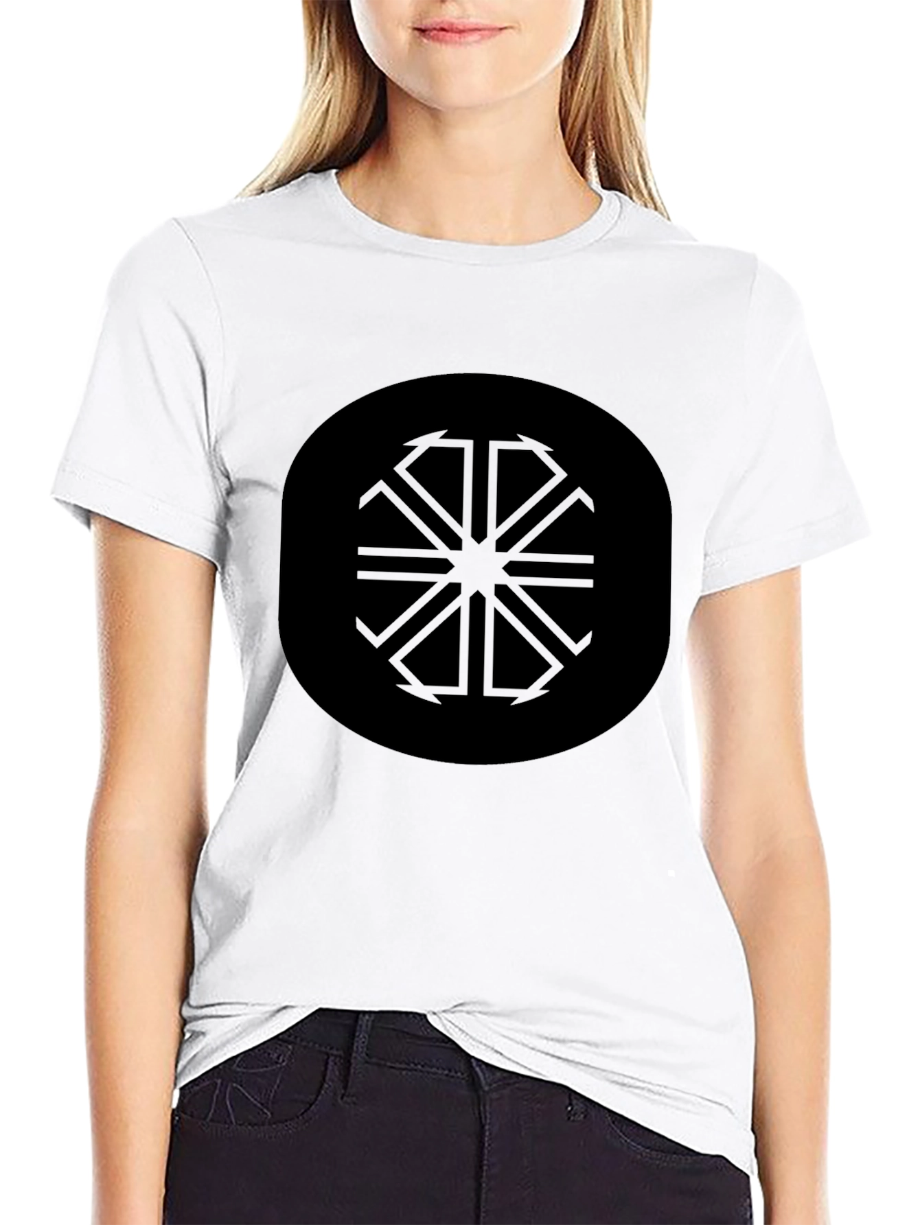 Black Geometric Graphic Black Crewneck T-Shirt view 9