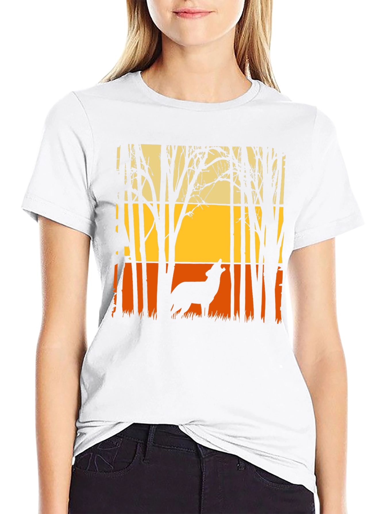 Black Wolf Silhouette T-Shirt - Nature Inspired Graphic Tee view 9
