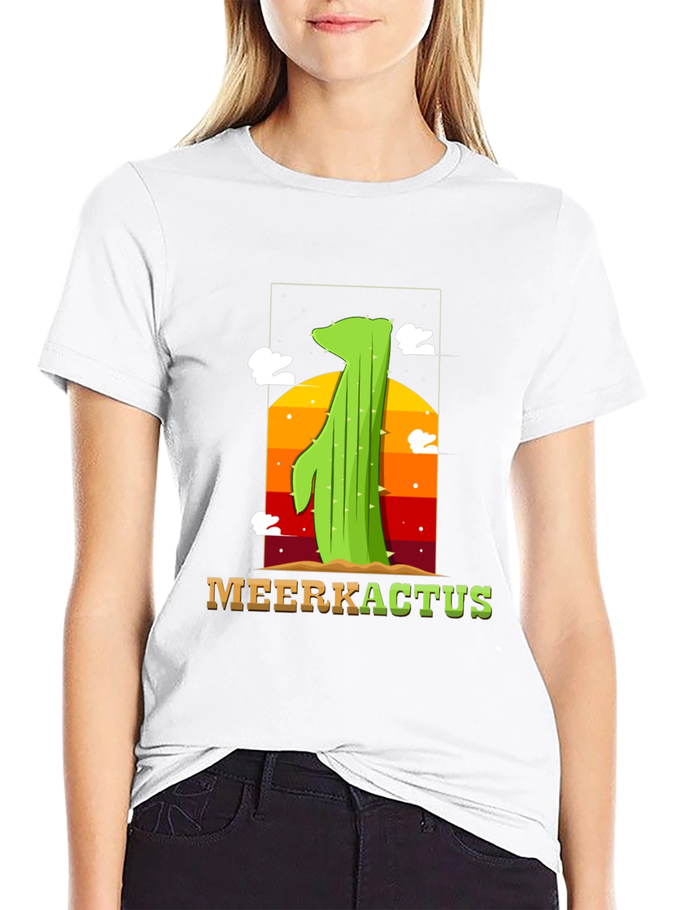Black MeerKactus Graphic Tee - Desert Sunset Style view 9