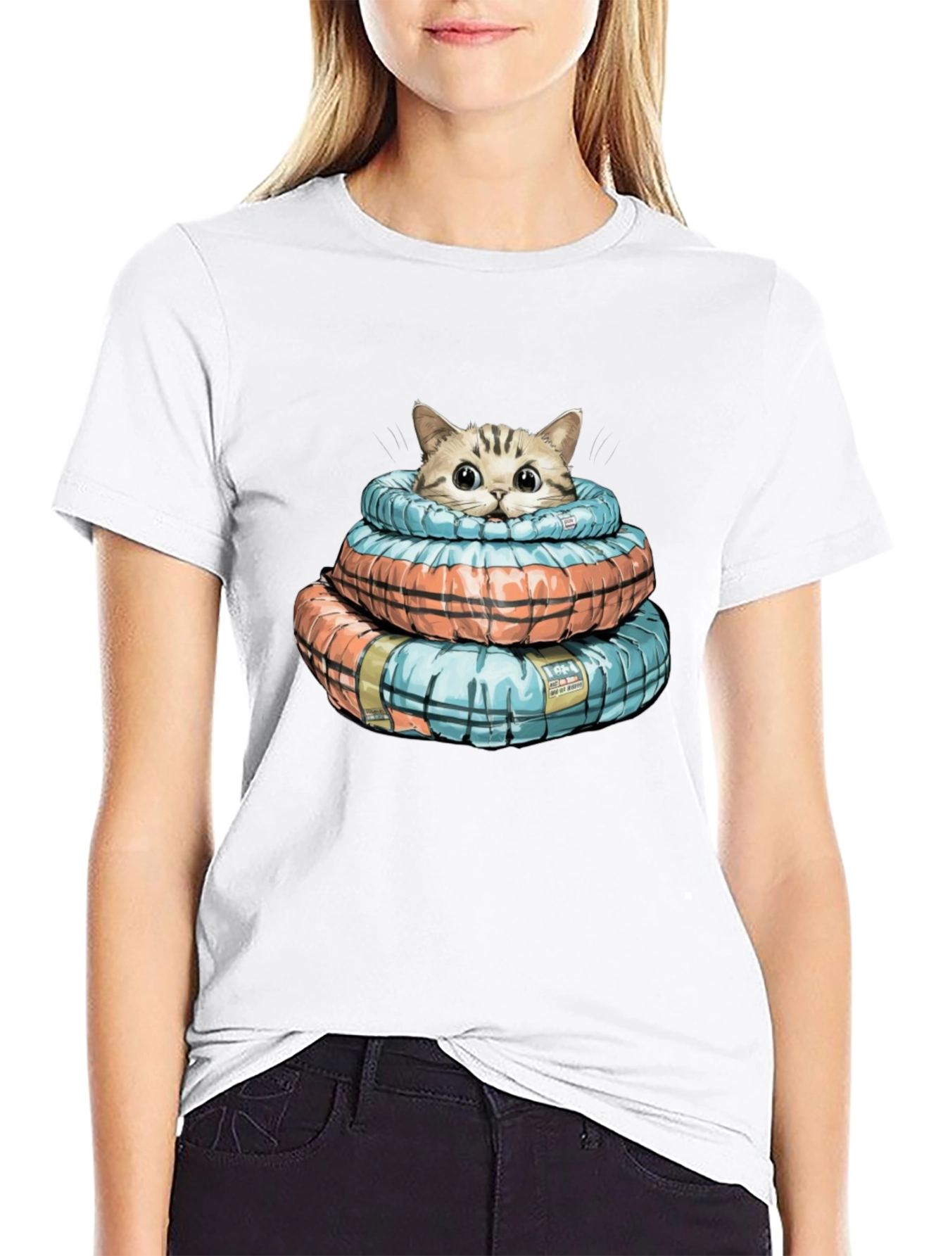 Black Cat in Life Preserver T-Shirt view 9