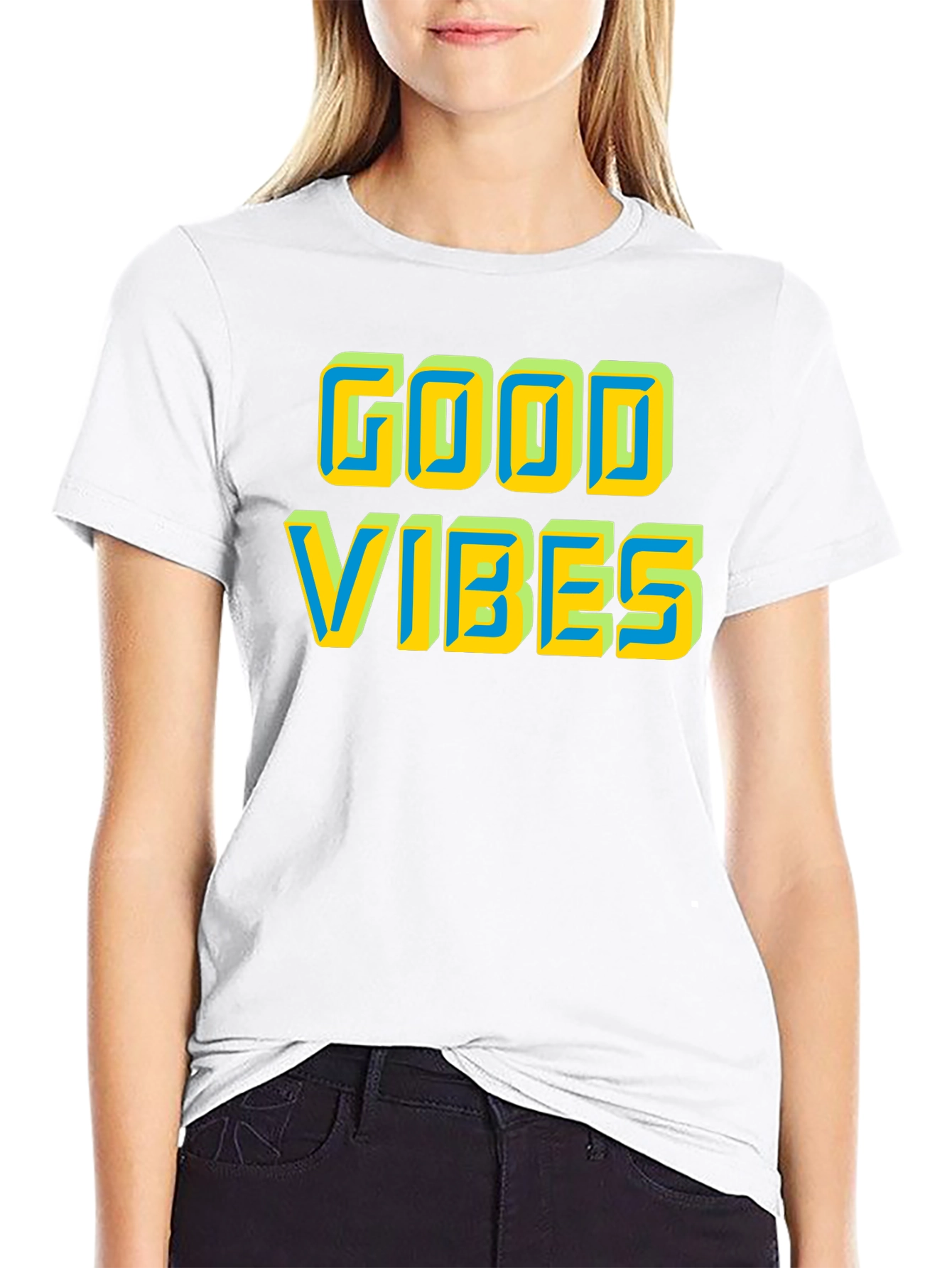 Black Good Vibes Graphic Tee - Positive Energy Shirt view 9