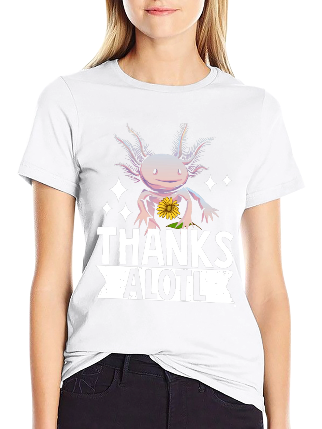 Black Thanks Alotl Axolotl T-Shirt view 9