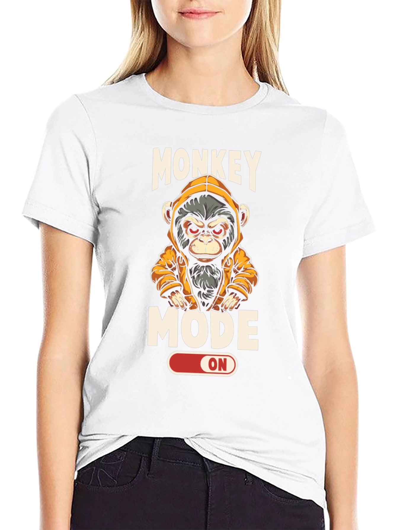 Black Monkey Mode ON T-Shirt - Funny Graphic Tee view 9