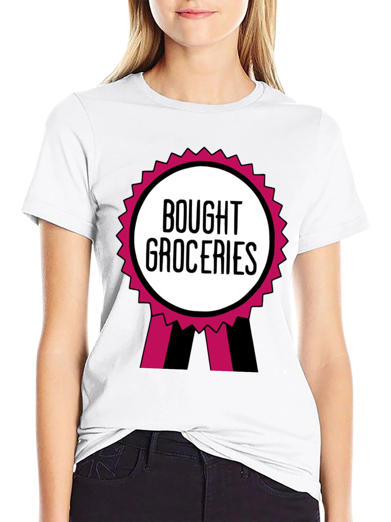 Black Bought Groceries T-Shirt - Funny Award Ribbon Graphic Tee view 9