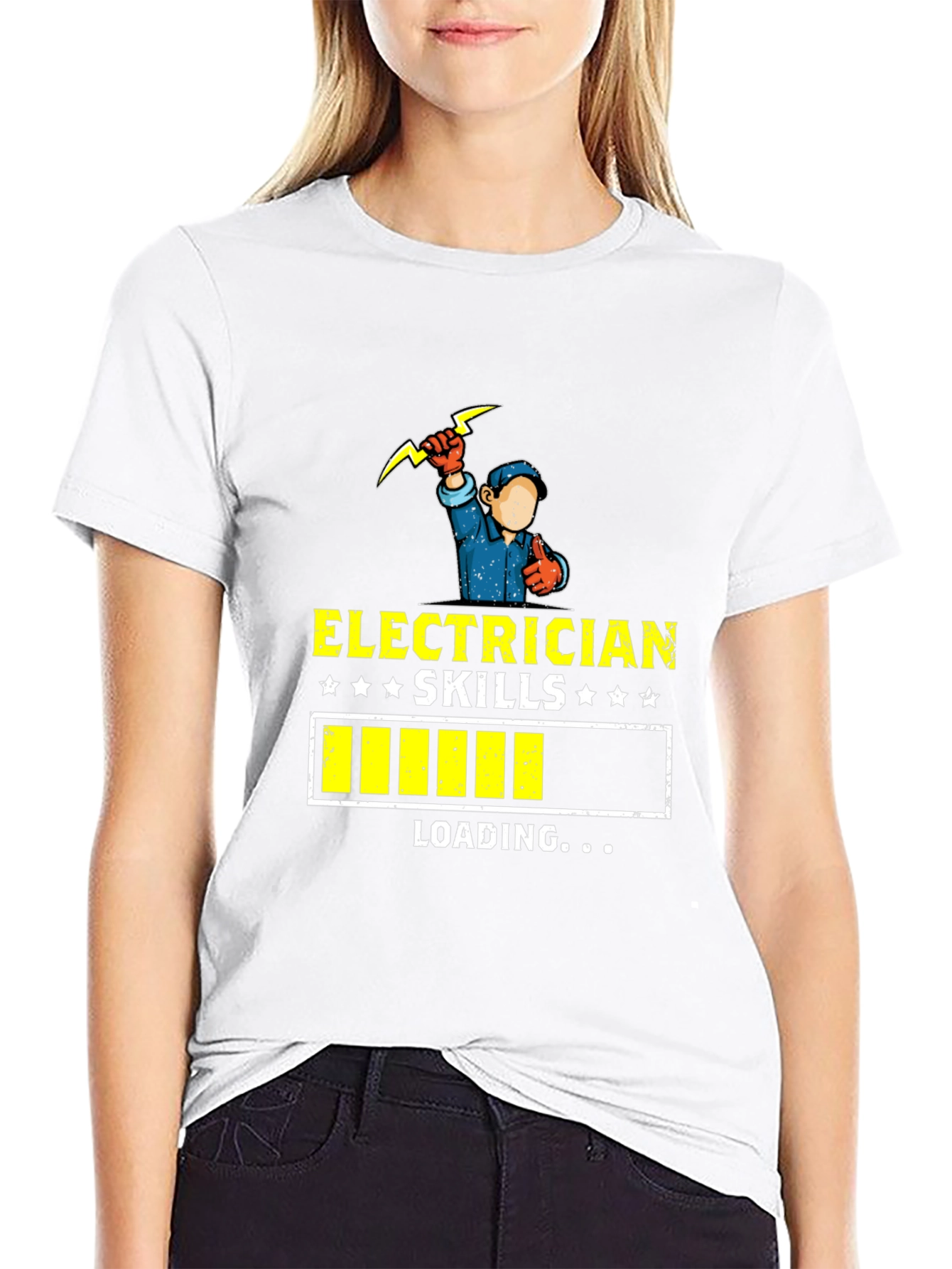 Black Electrician Skills Loading Funny T-Shirt view 9