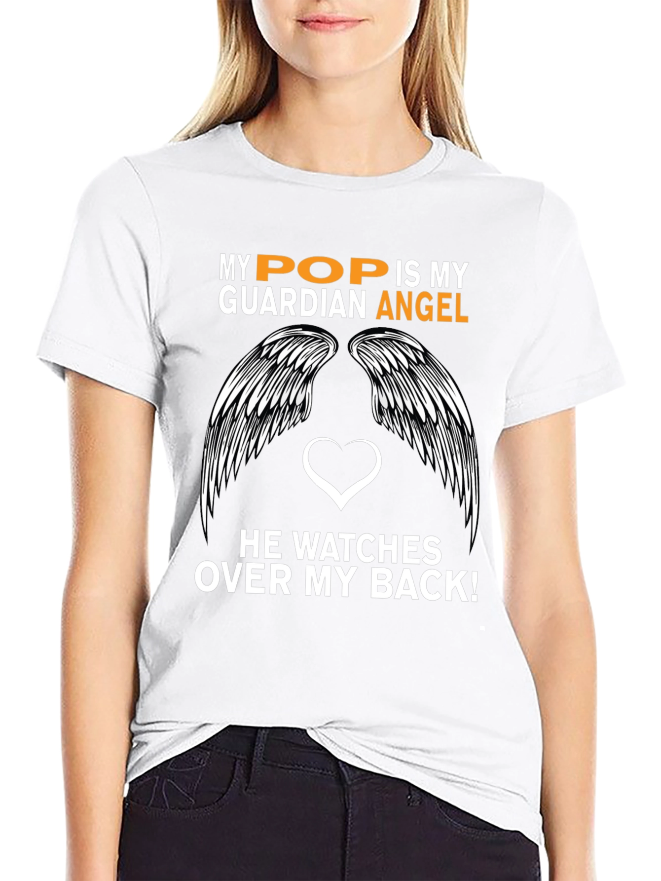 Black My Pop is My Guardian Angel Graphic T-Shirt view 9