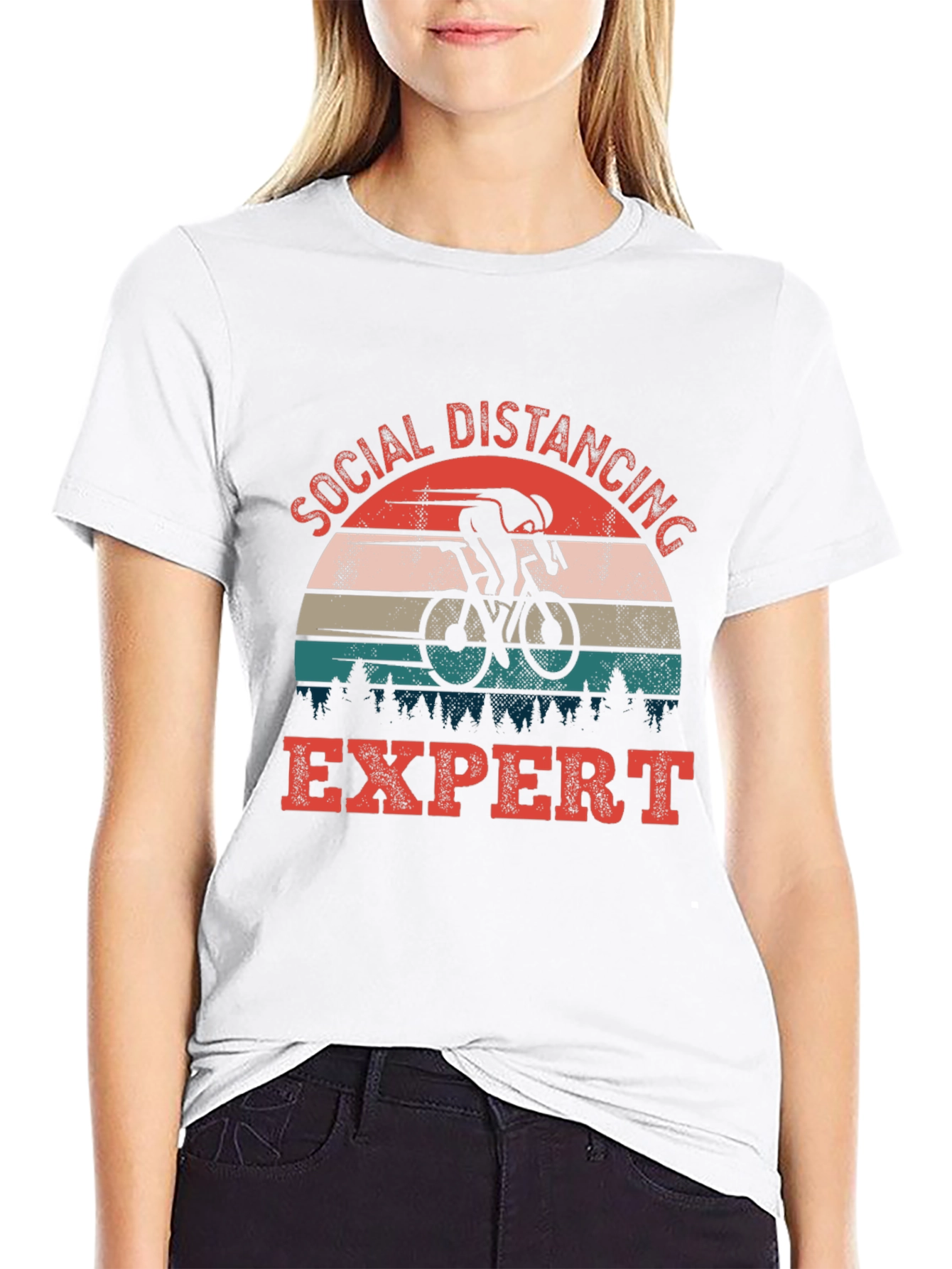 Black Social Distancing Expert Cyclist Graphic Tee view 9