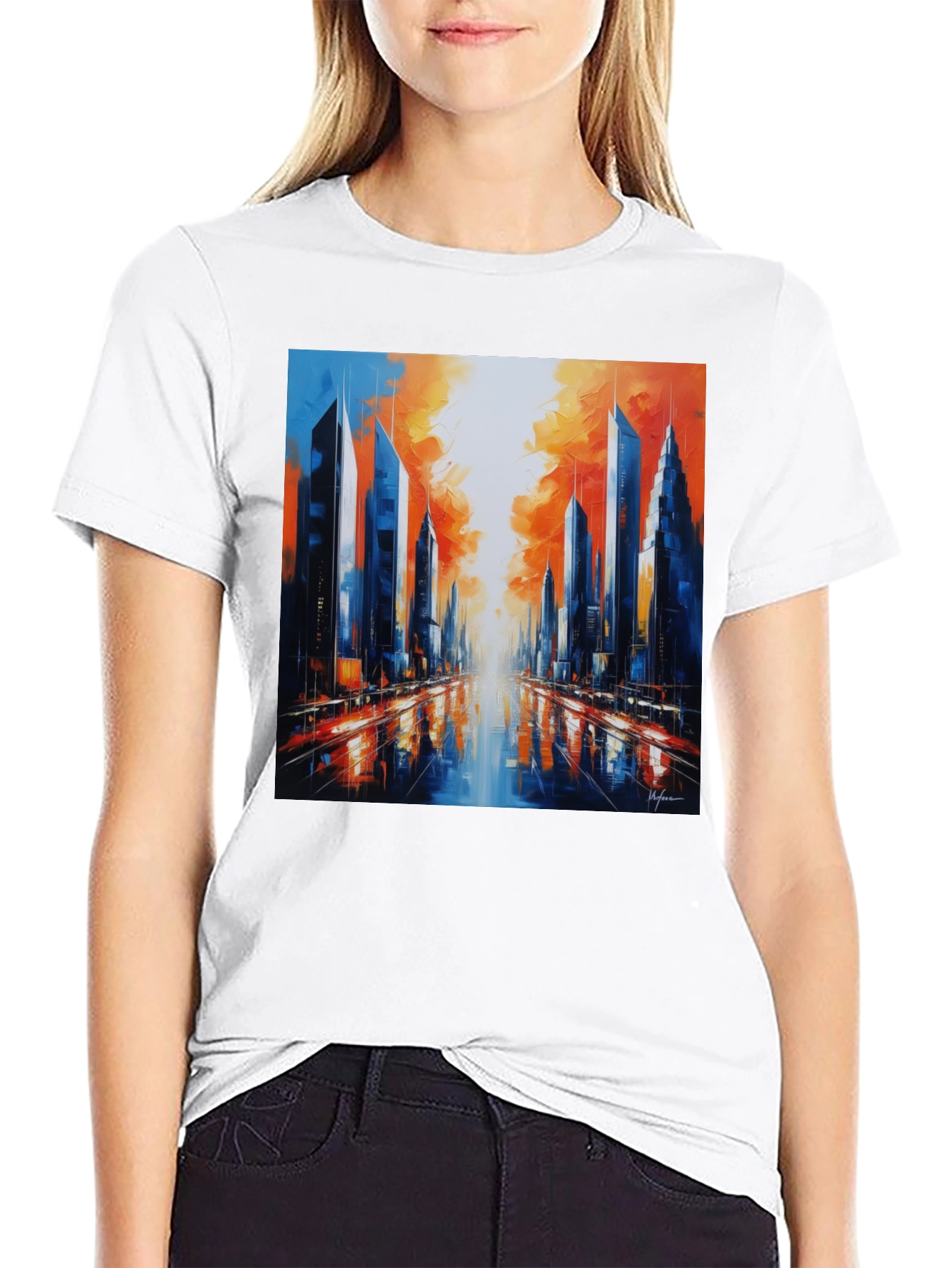 Black Urban Cityscape Graphic Tee view 9