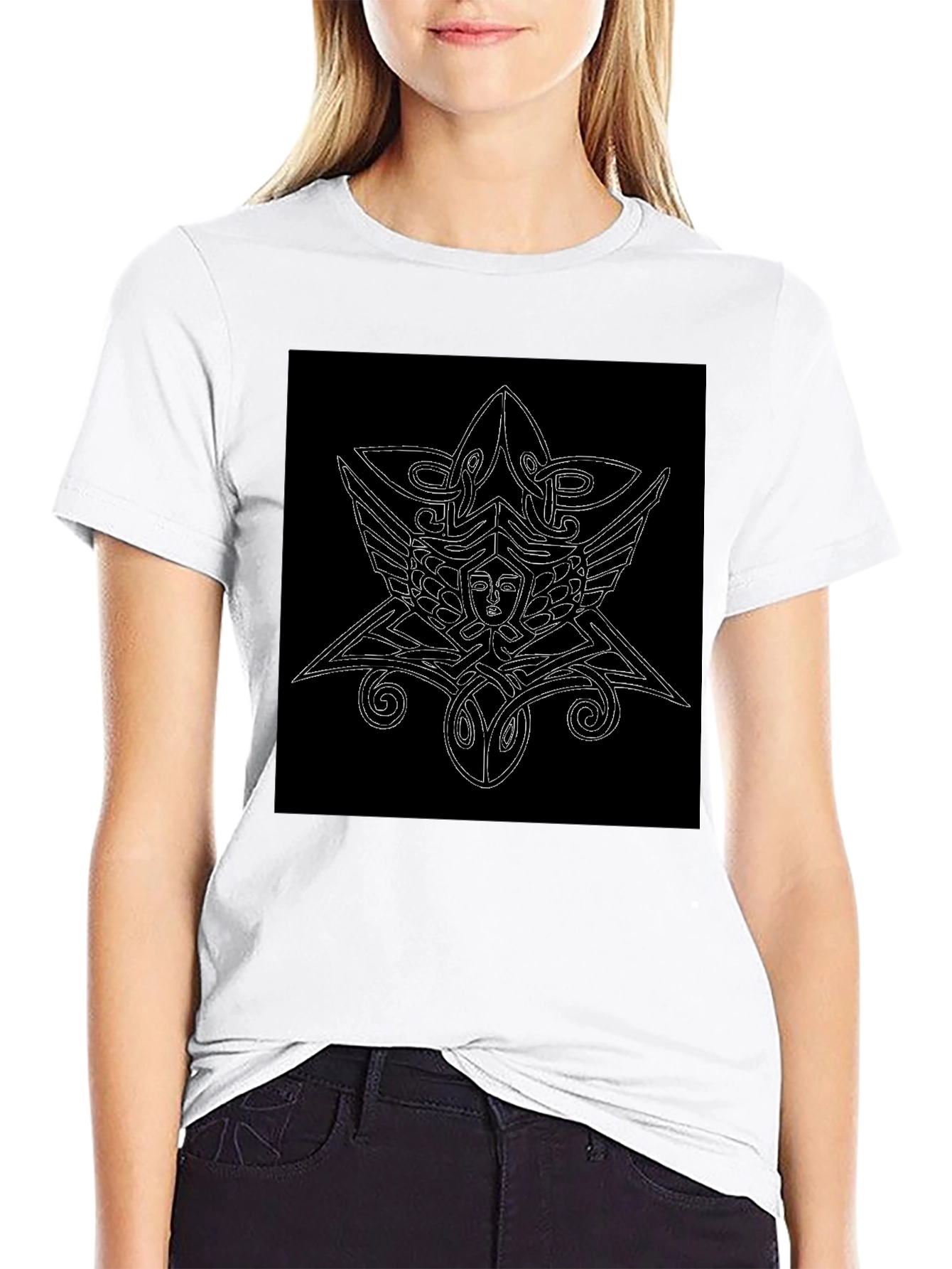 Black Unique Black T-Shirt with Abstract Graphic Print view 9