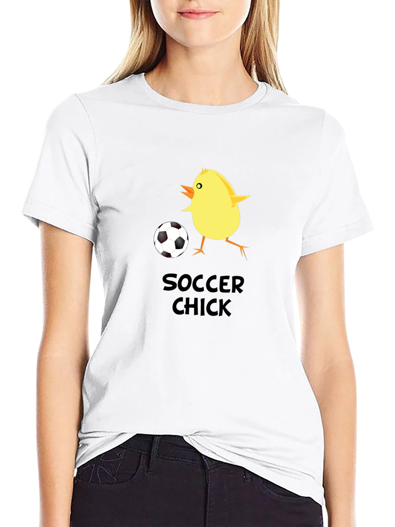 Black Soccer Chick Graphic T-Shirt view 9