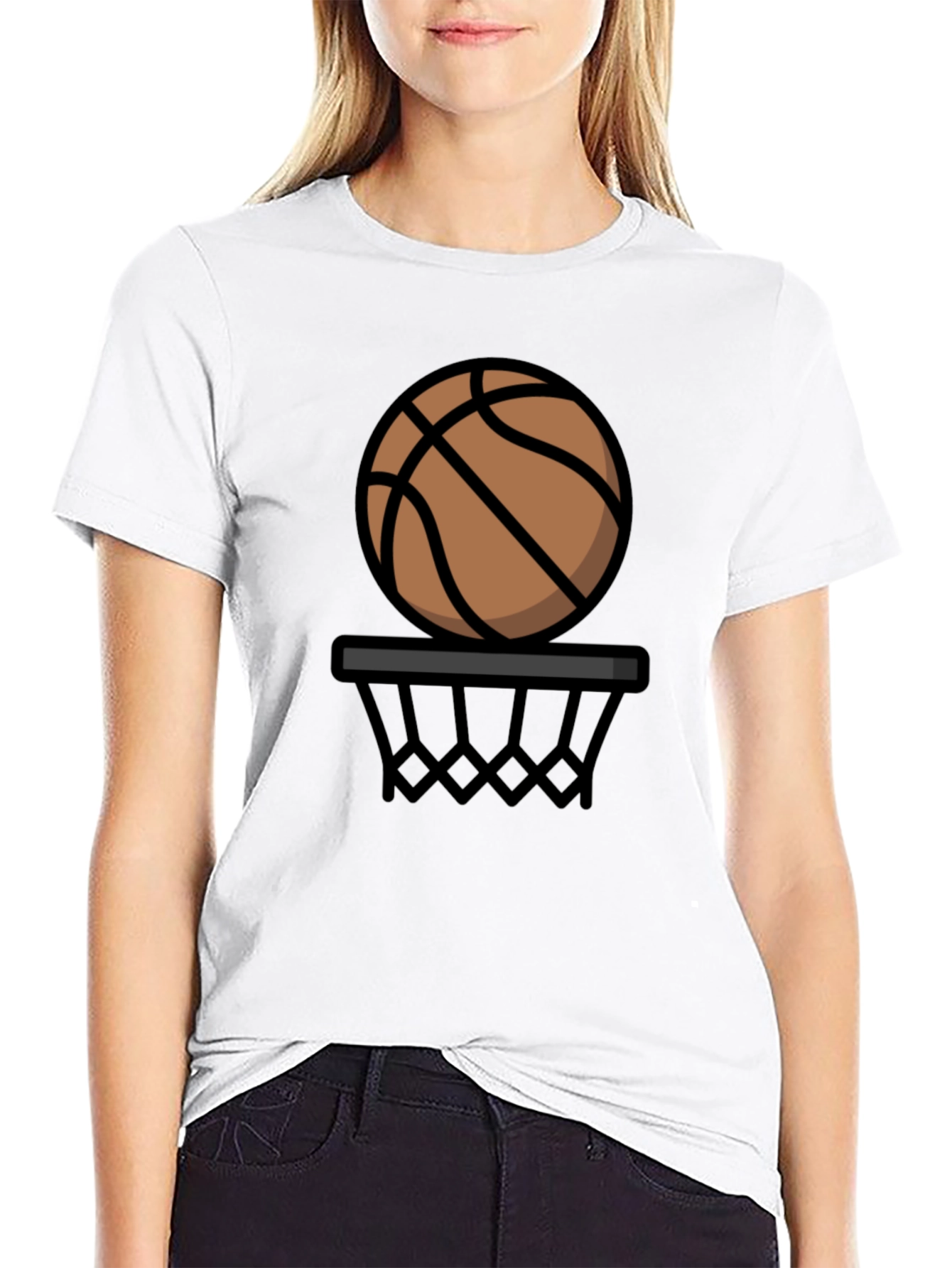 Black Basketball Graphic Tee - Black Cotton T-Shirt view 9