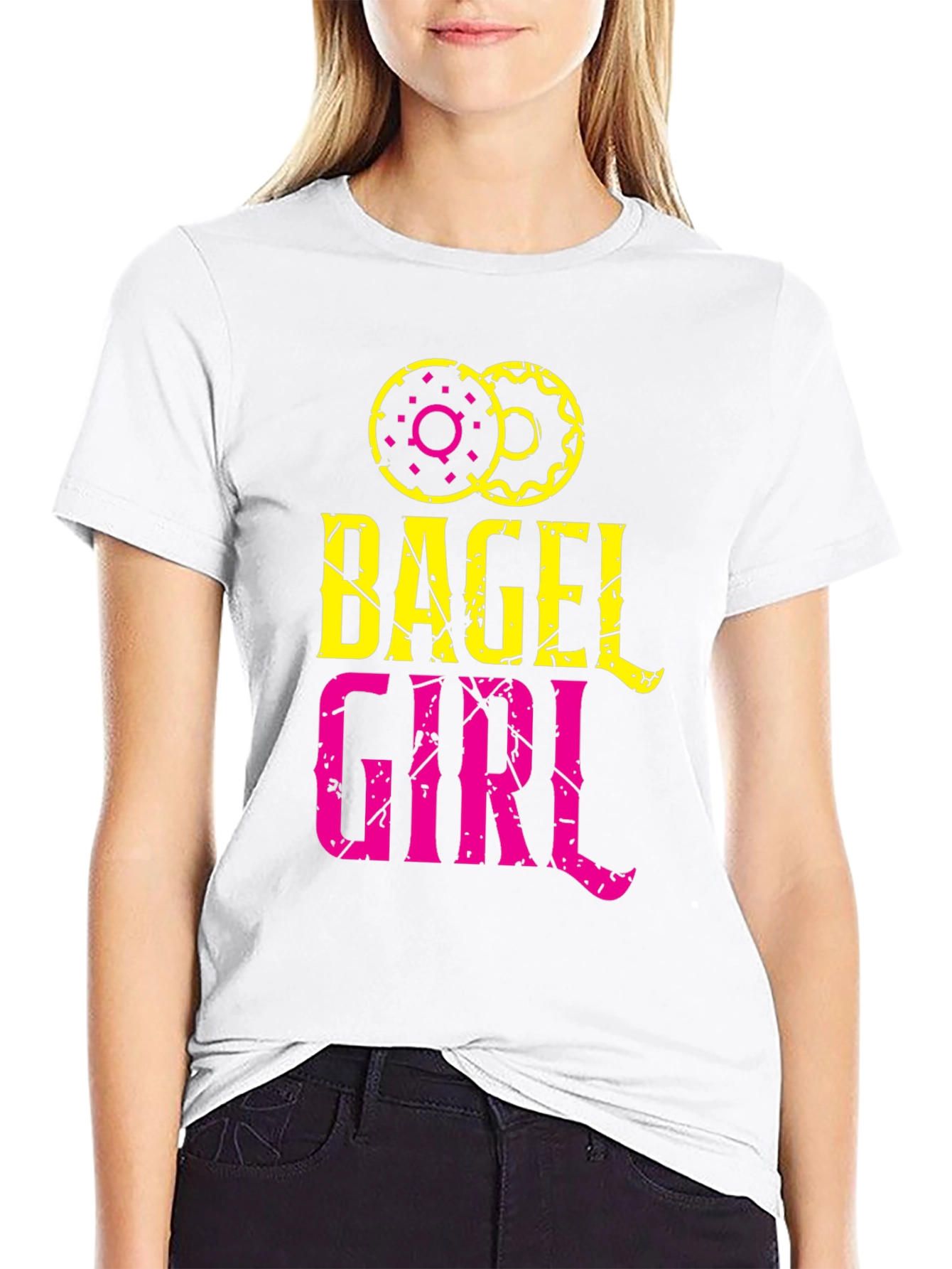 Black Bagel Girl Graphic Tee - Trendy Casual Top view 9