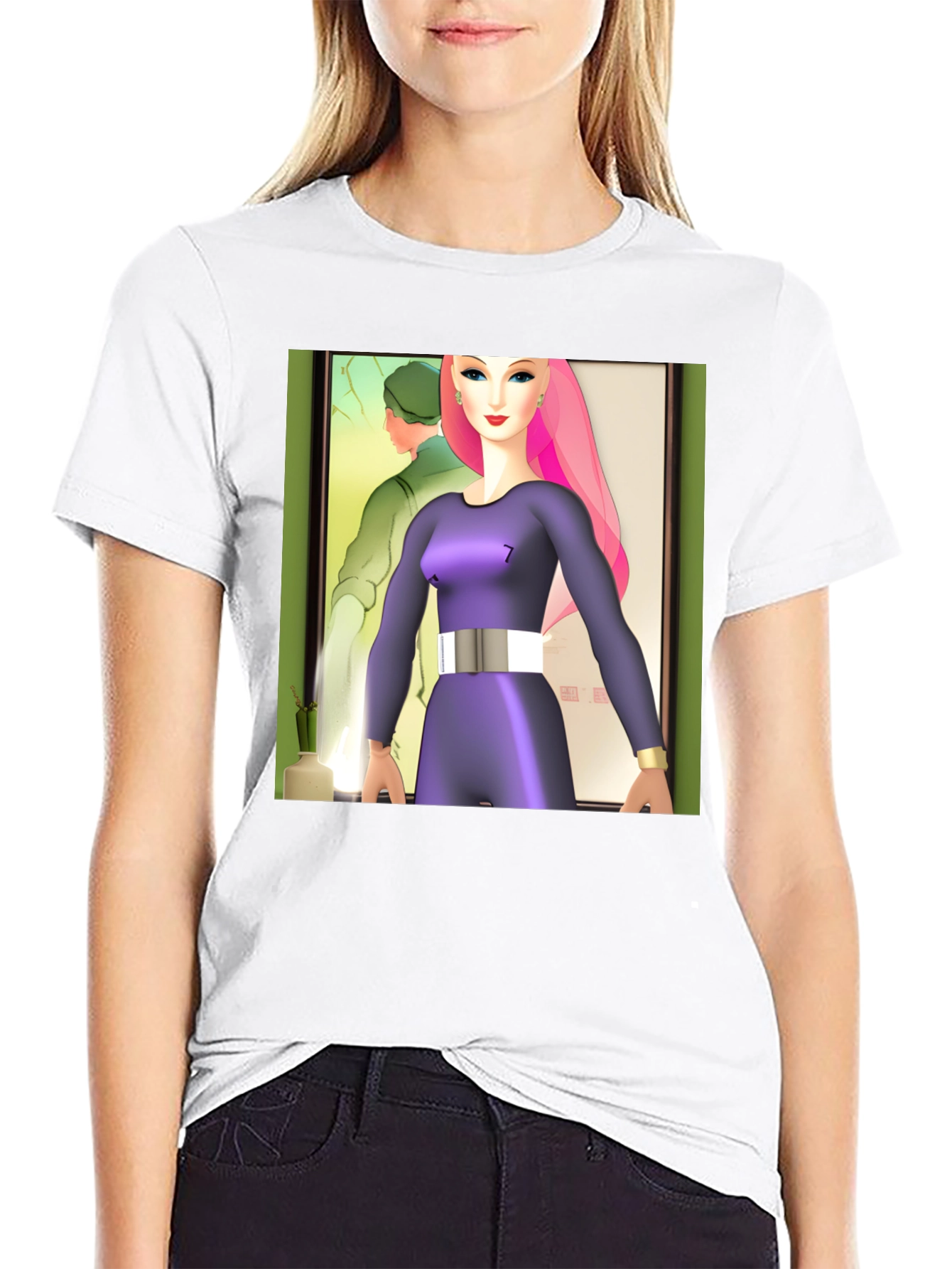 Black Abstract Art T-Shirt: Retro-Futuristic Style view 9