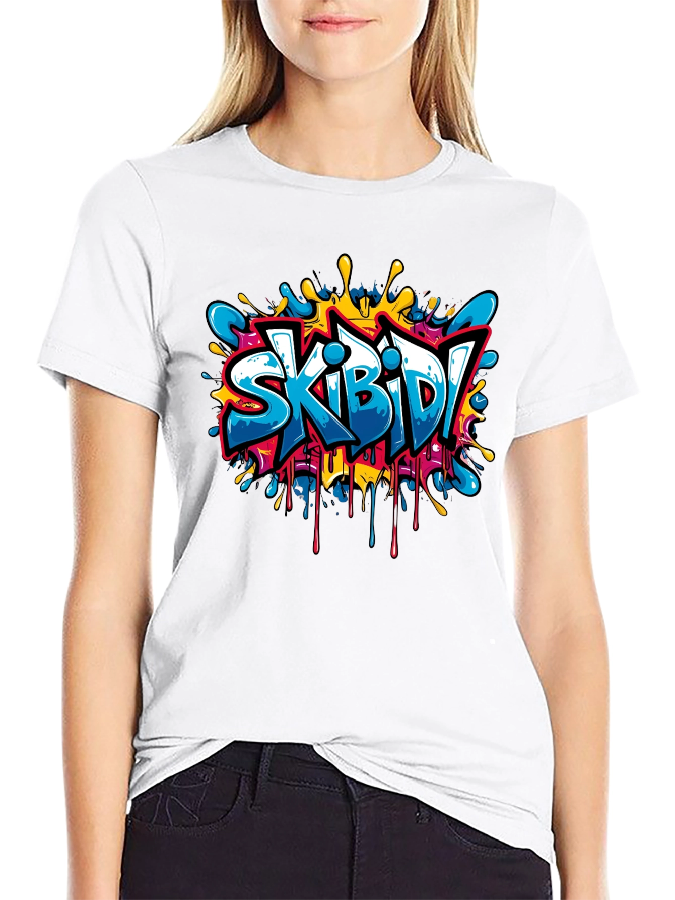 Black Skibidi Graffiti Style Black T-Shirt view 9