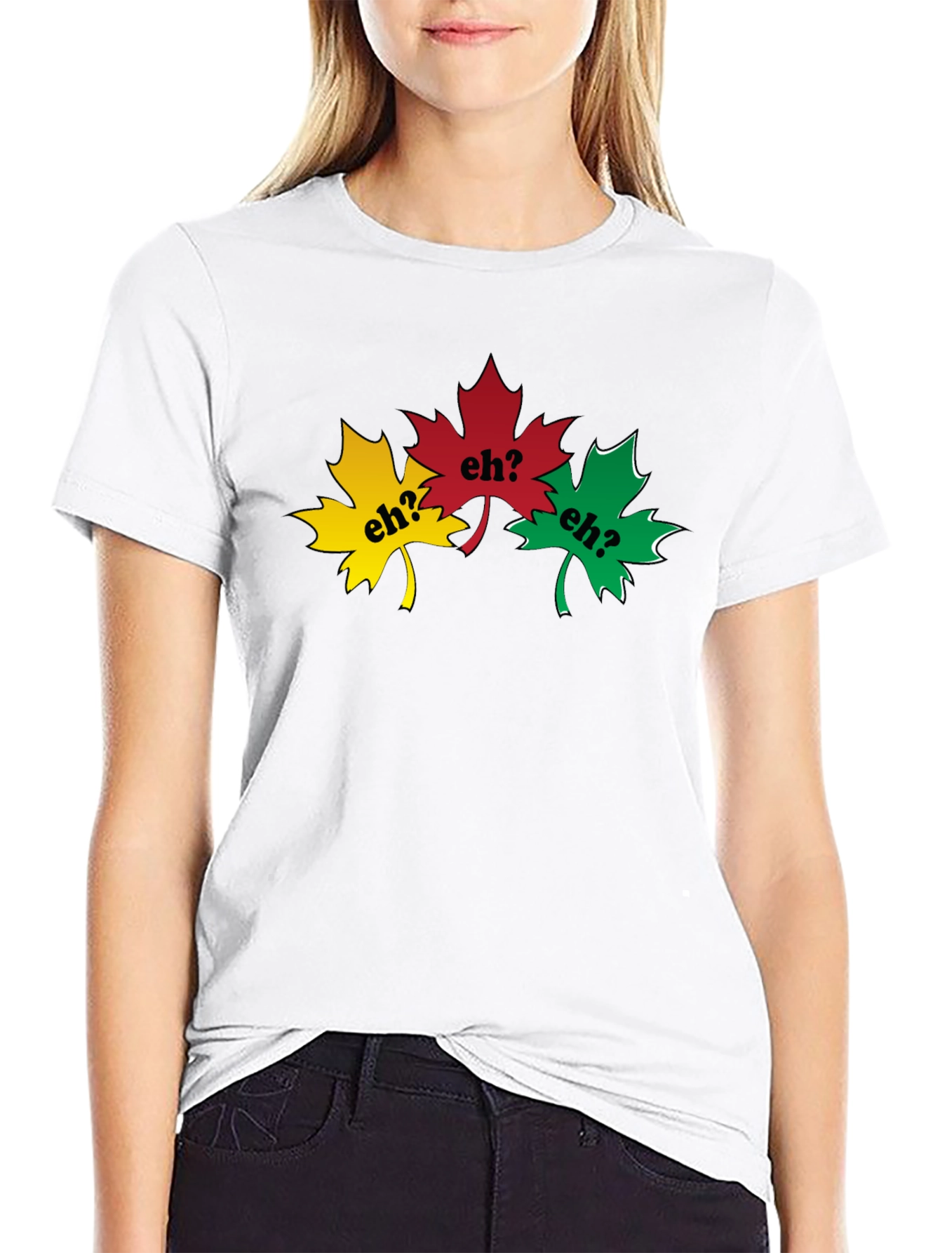 Black Canadian Eh? T-Shirt - Maple Leaf Design view 9