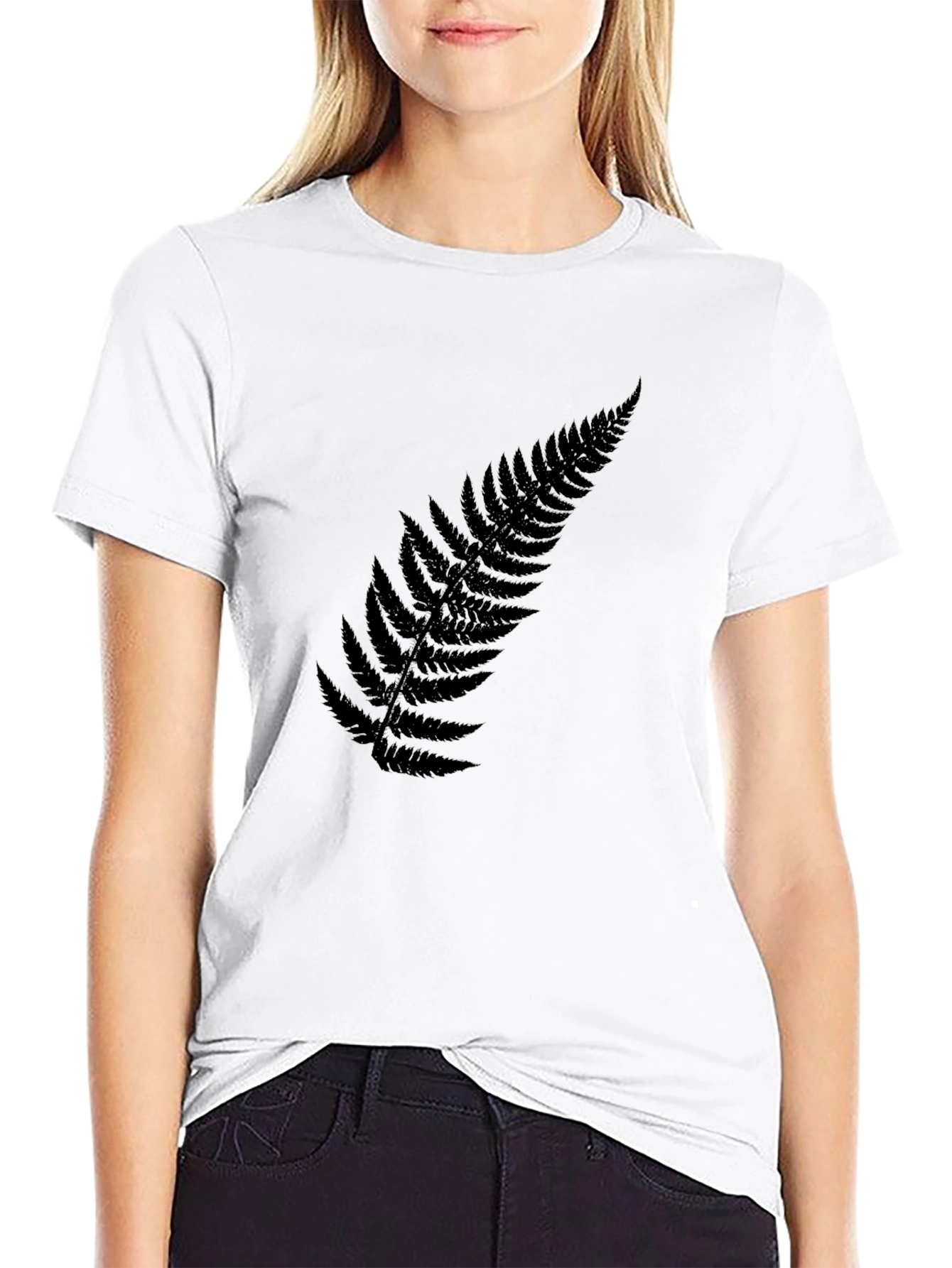 Black Black Fern Leaf T-Shirt - Casual Style view 9