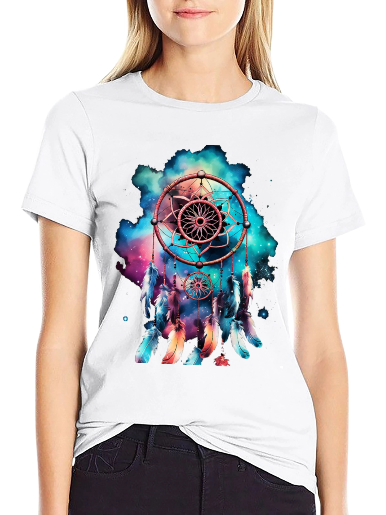 Black Dreamcatcher Graphic Print Men's T-Shirt view 9