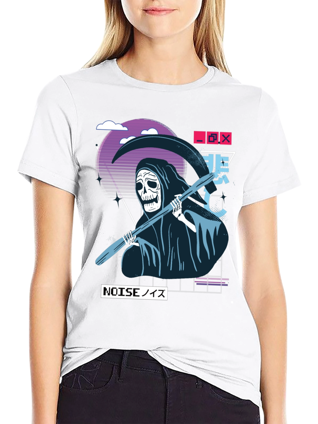 Black Grim Reaper Vaporwave T-Shirt view 9