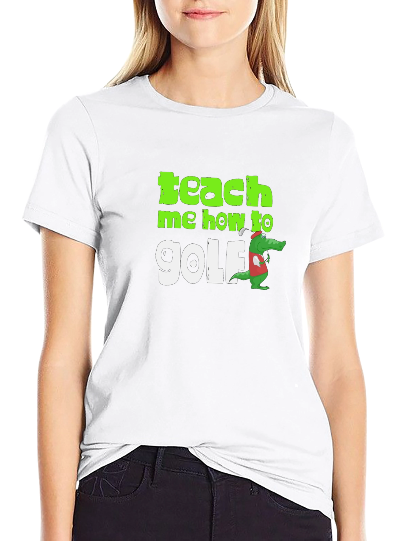 Black Teach Me How To Golf T-Shirt view 9