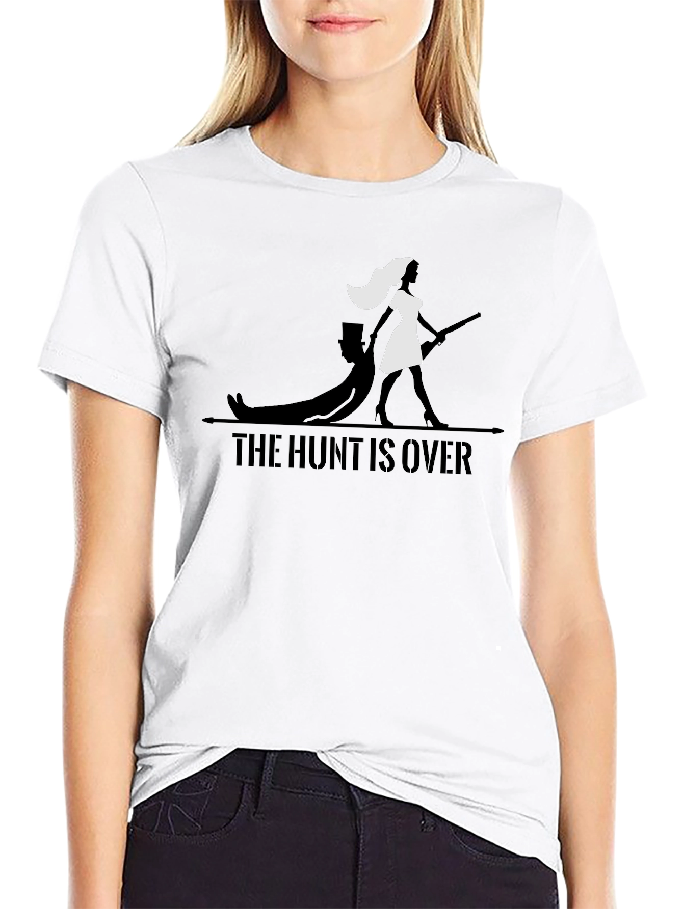 Black The Hunt Is Over T-Shirt - Funny Wedding Tee view 9