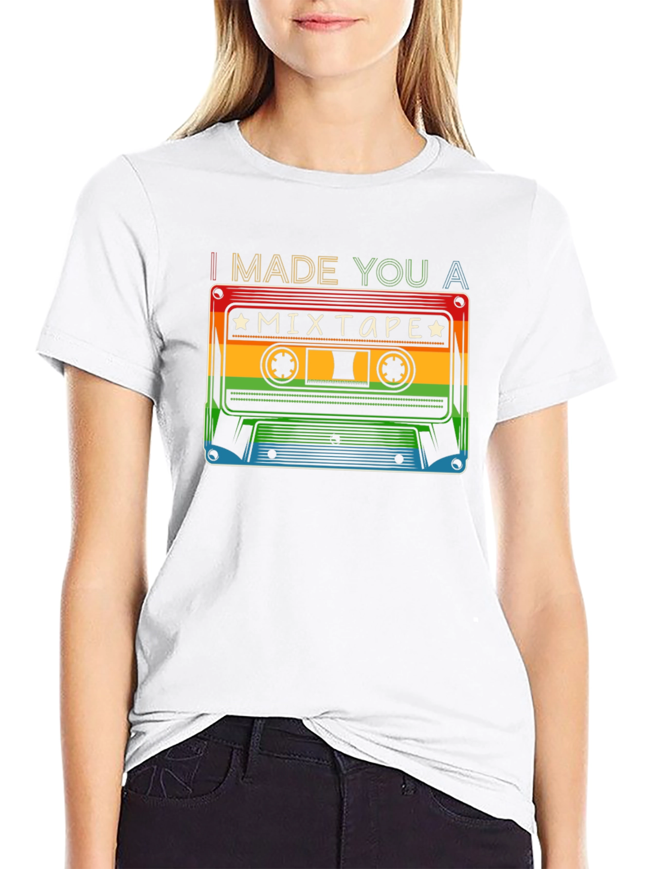 Black I Made You A Mixtape T-Shirt - Retro Cassette Design view 9