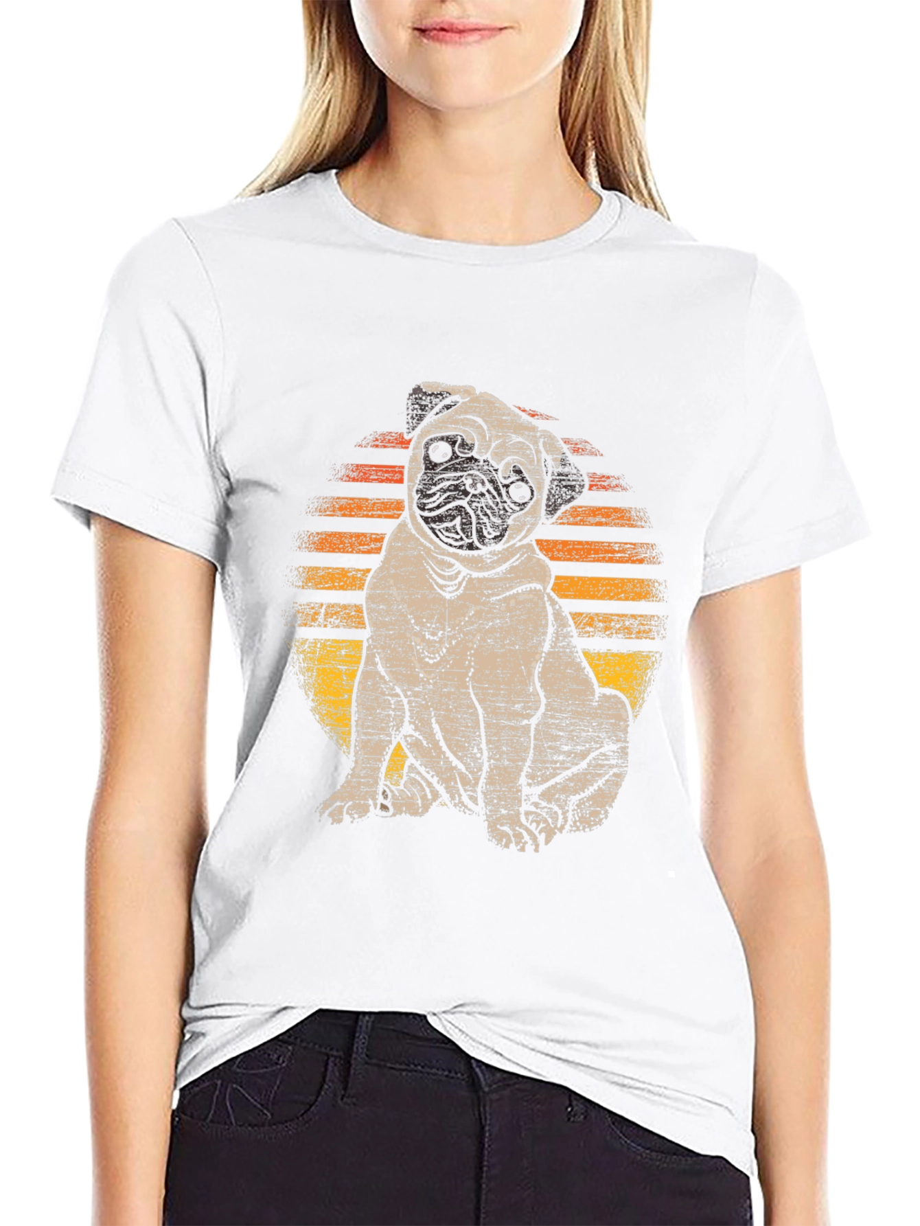 Black Pug Sunset T-Shirt - Cute Dog Graphic Tee view 9