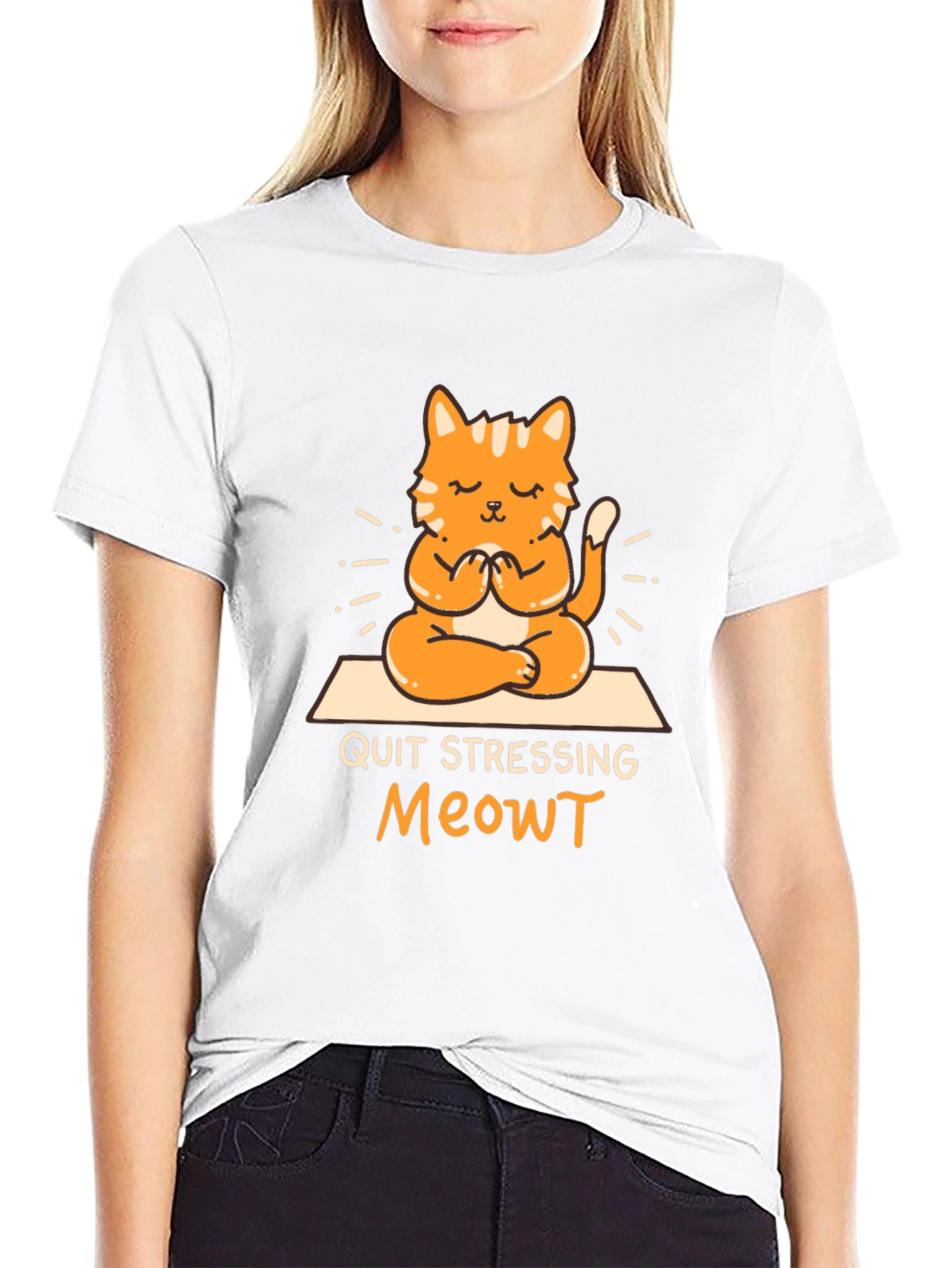 Black Quit Stressing Meowt T-Shirt view 9