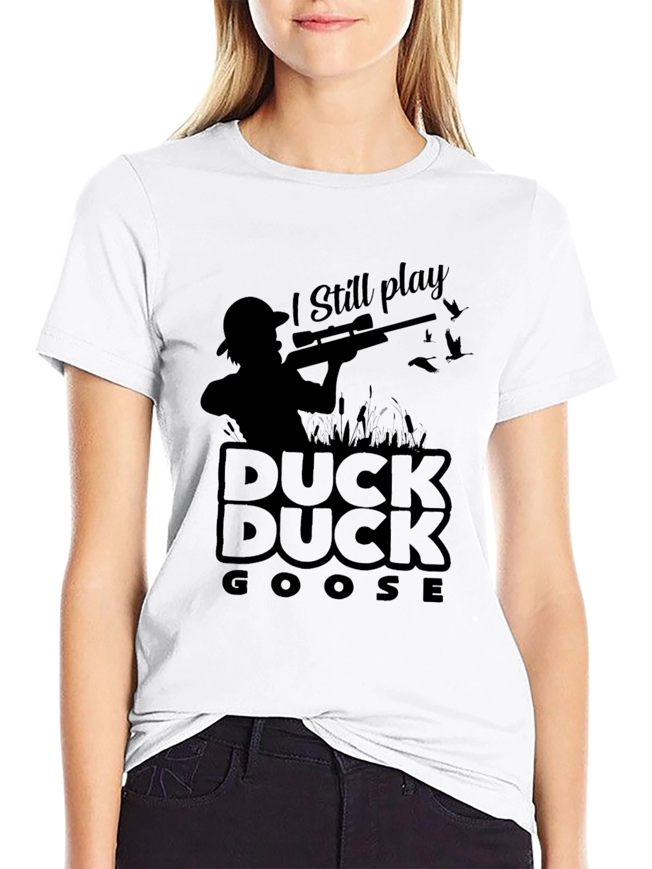 Black Duck Duck Goose T-Shirt - Hunting Humor Tee view 9