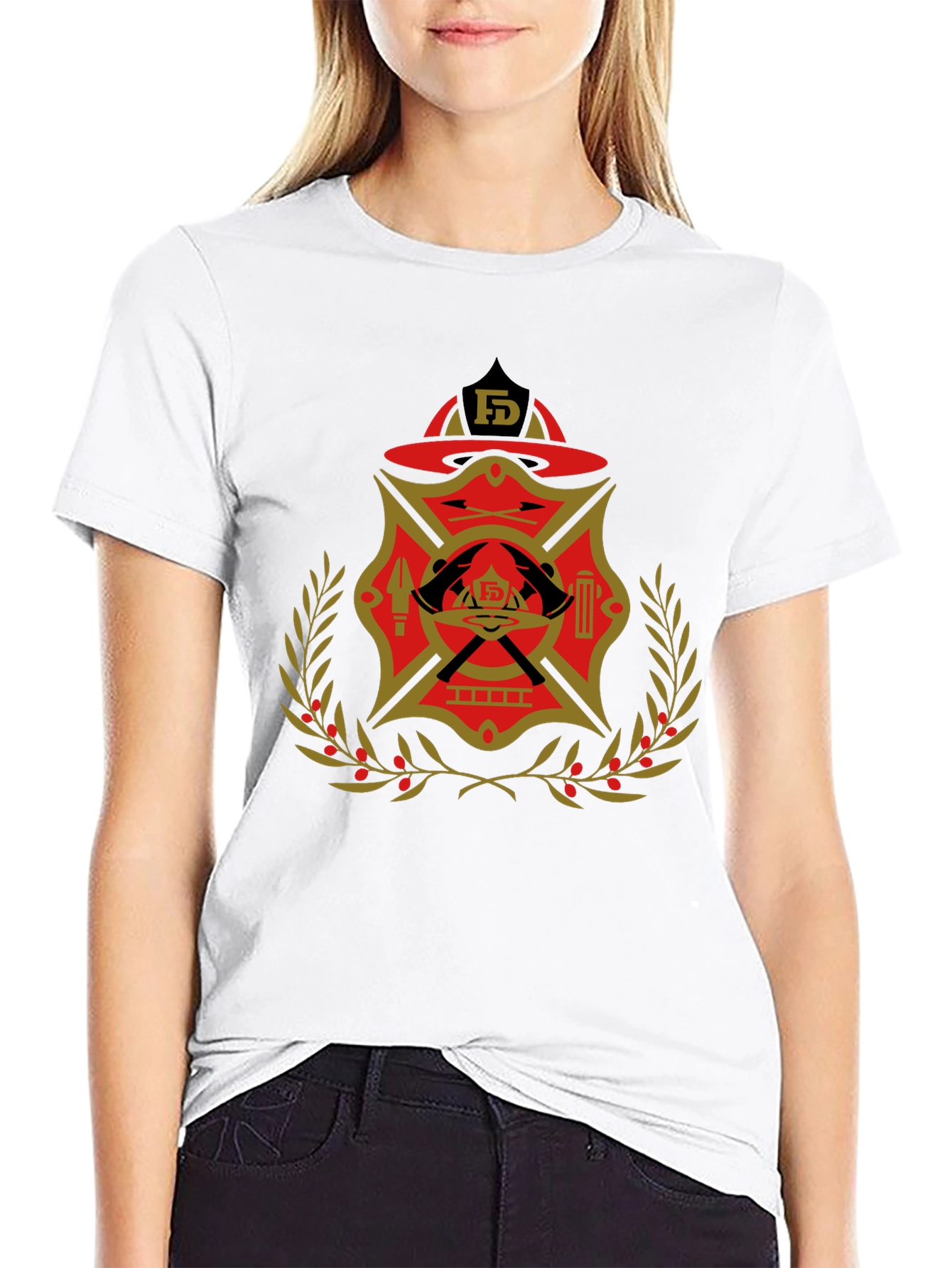 Black Firefighter Emblem Graphic Tee view 9