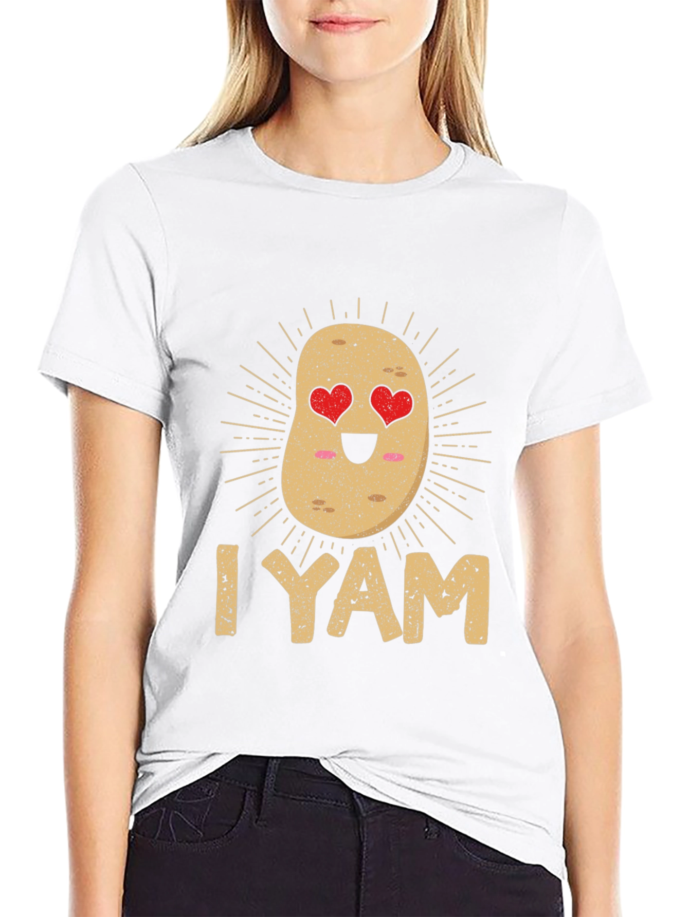 Black I Yam Cute Potato Graphic Tee - Unisex view 9