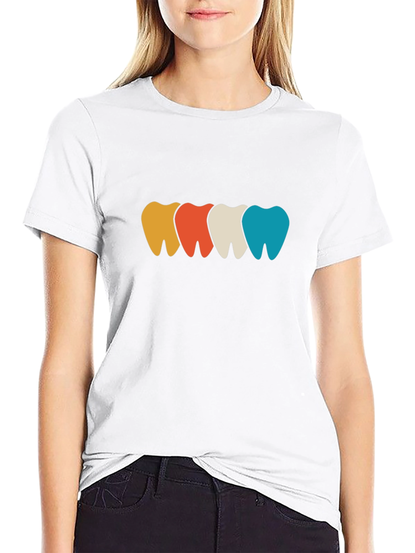 Black Colorful Teeth Graphic Tee - Dentist Fashion view 9