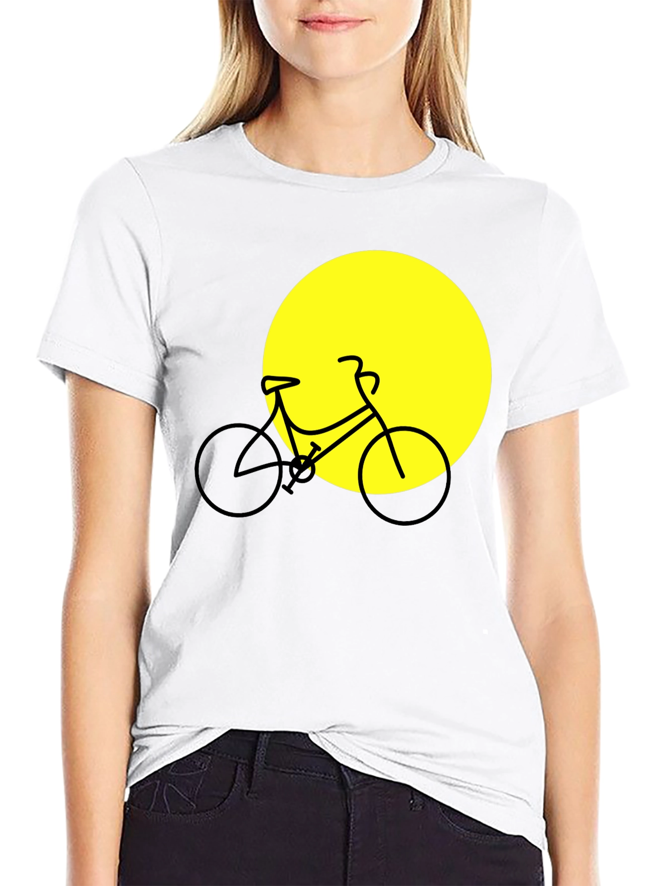 Black Bike Silhouette Graphic Tee - Black Cotton Blend view 9