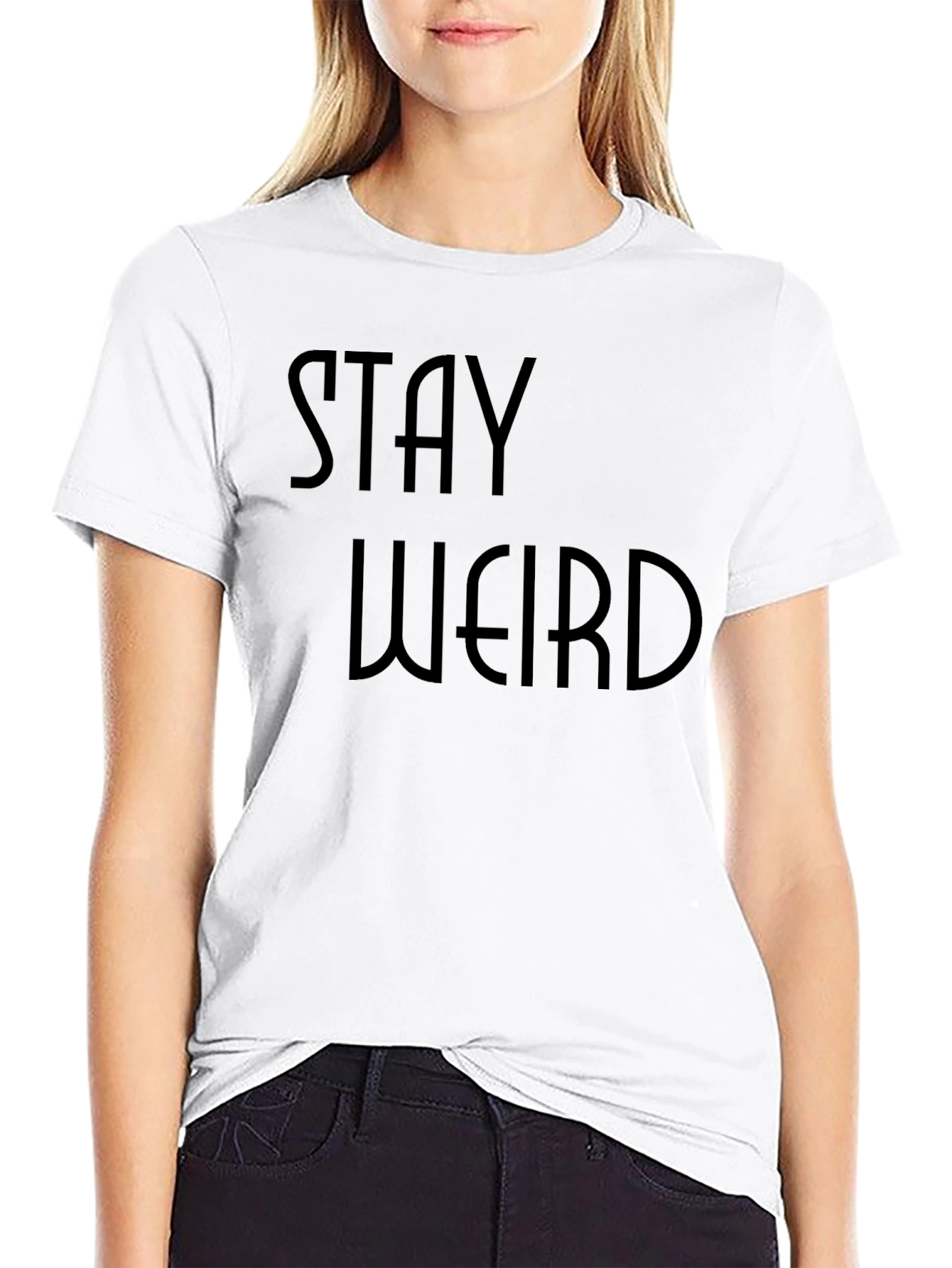 Black Stay Weird Graphic Tee - Black Unisex T-Shirt view 9