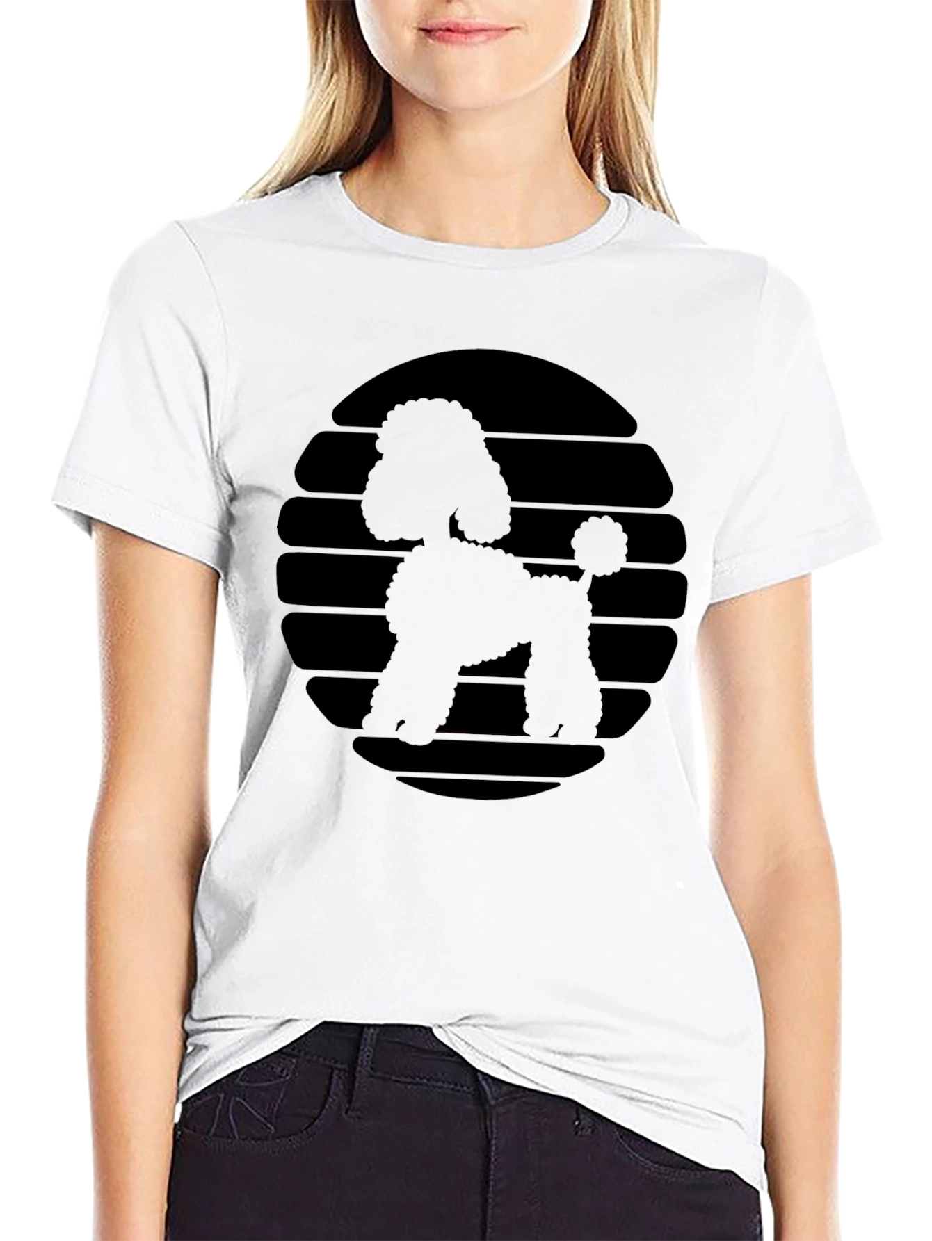 Black Retro Poodle Graphic Tee - Black view 9