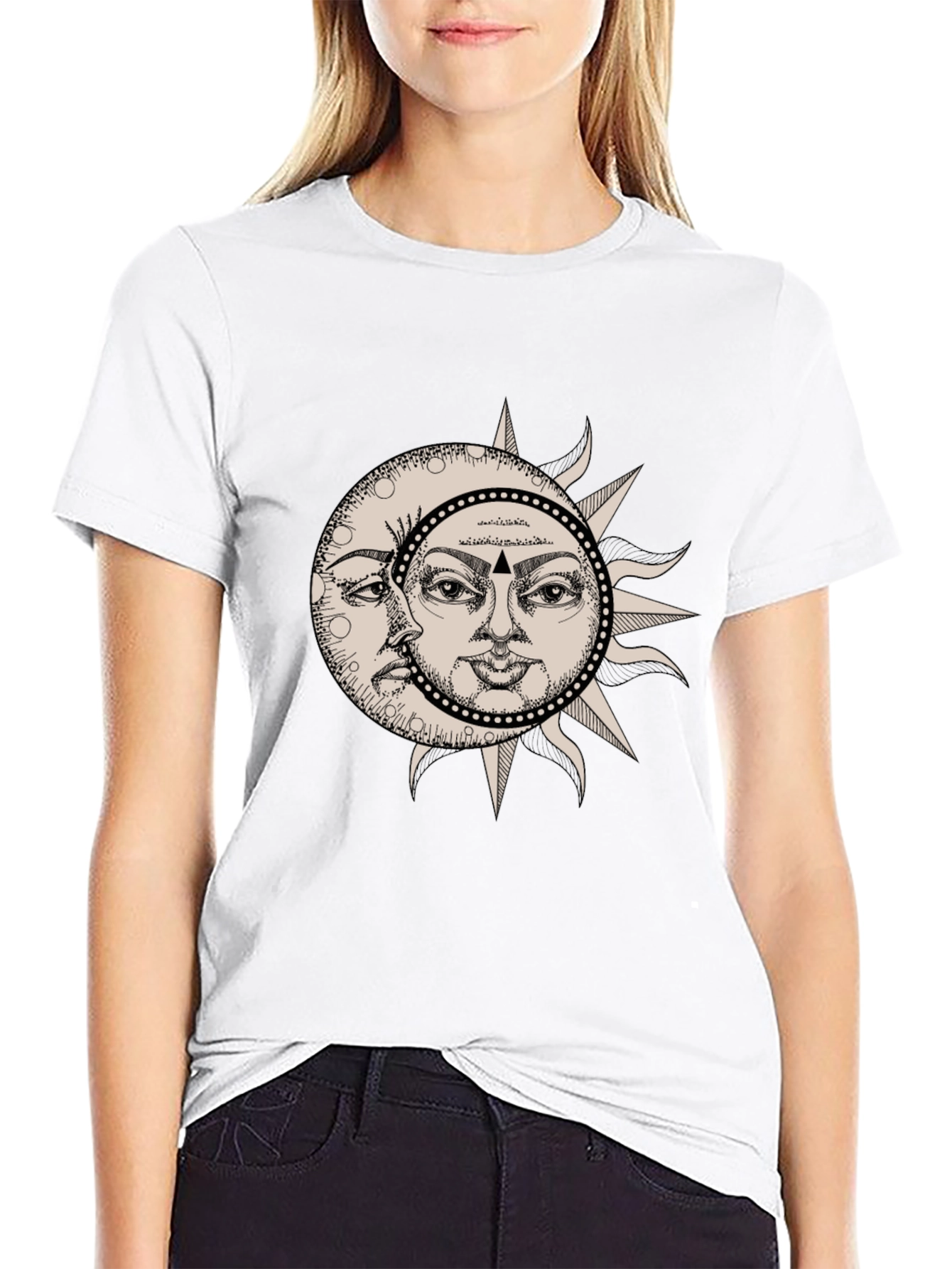 Black Celestial Sun and Moon Graphic Tee view 9
