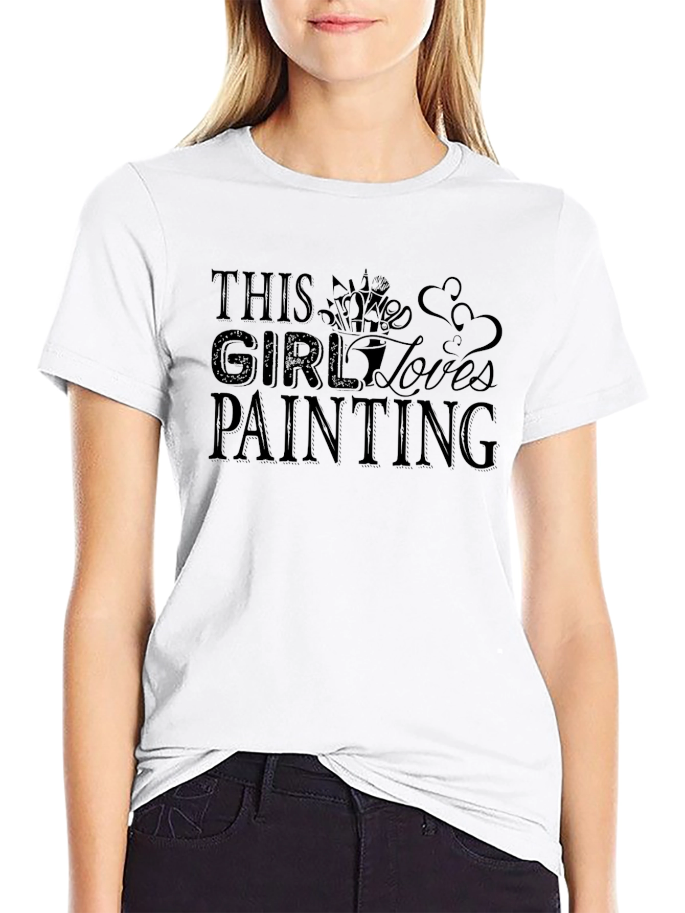 Black This Girl Loves Painting Black Graphic Tee view 9