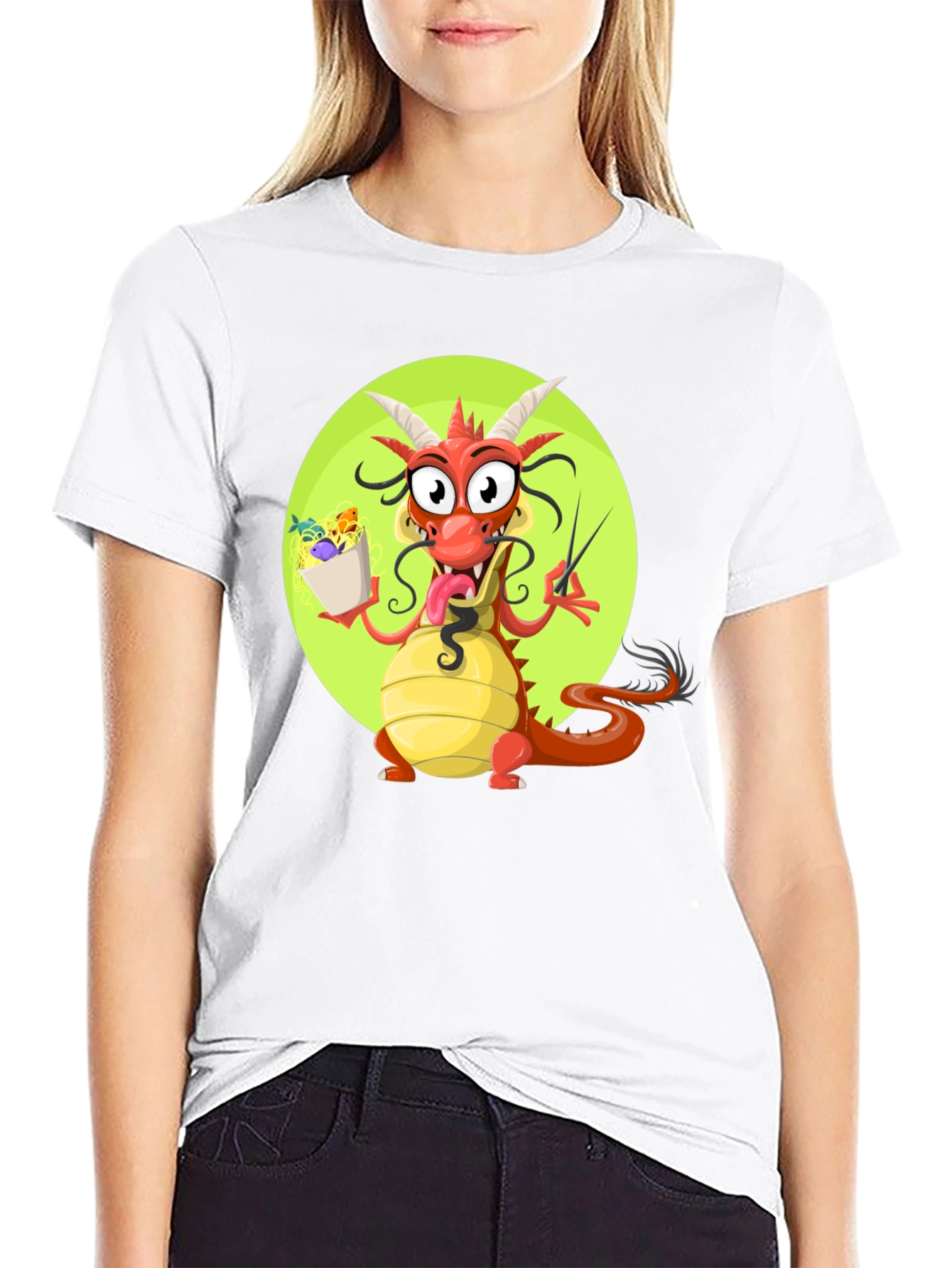 Black Funny Dragon Ramen T-Shirt view 9