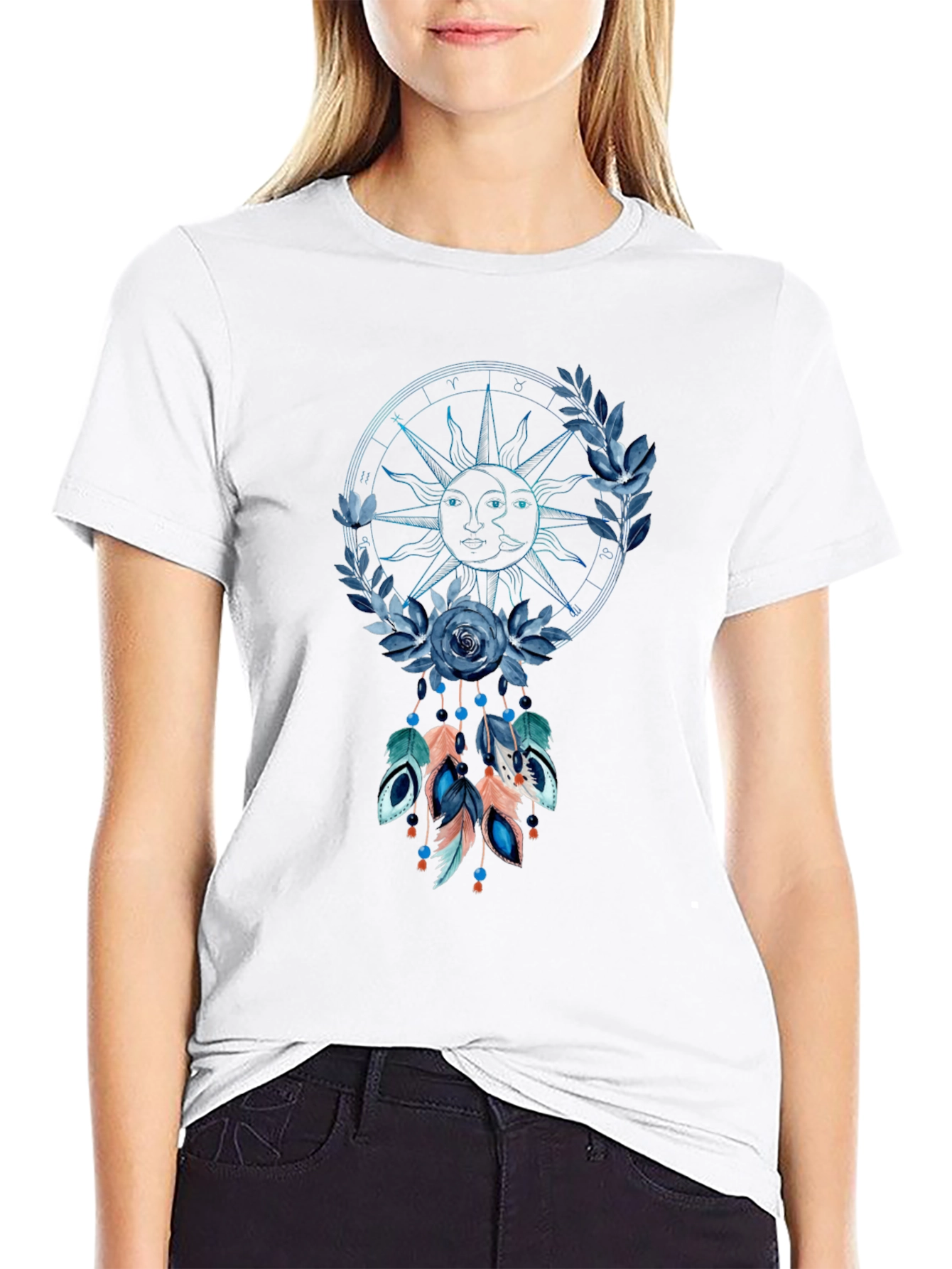 Black Celestial Dreamcatcher Graphic Tee - Unisex view 9