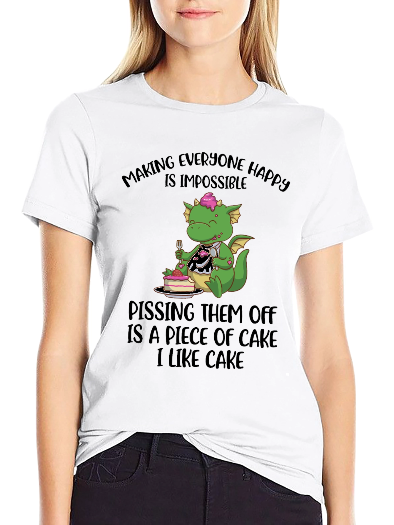 Black Funny Dragon Cake Lover T-Shirt view 9