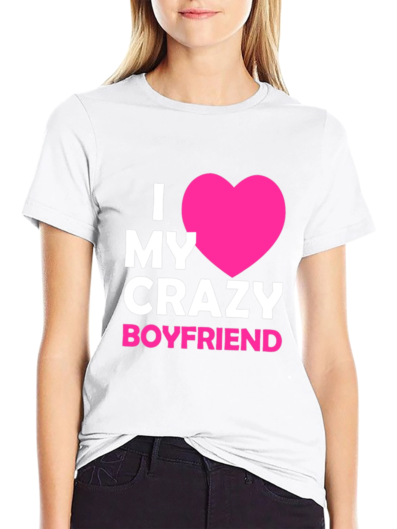 Black I Love My Crazy Boyfriend - Graphic Tee view 9