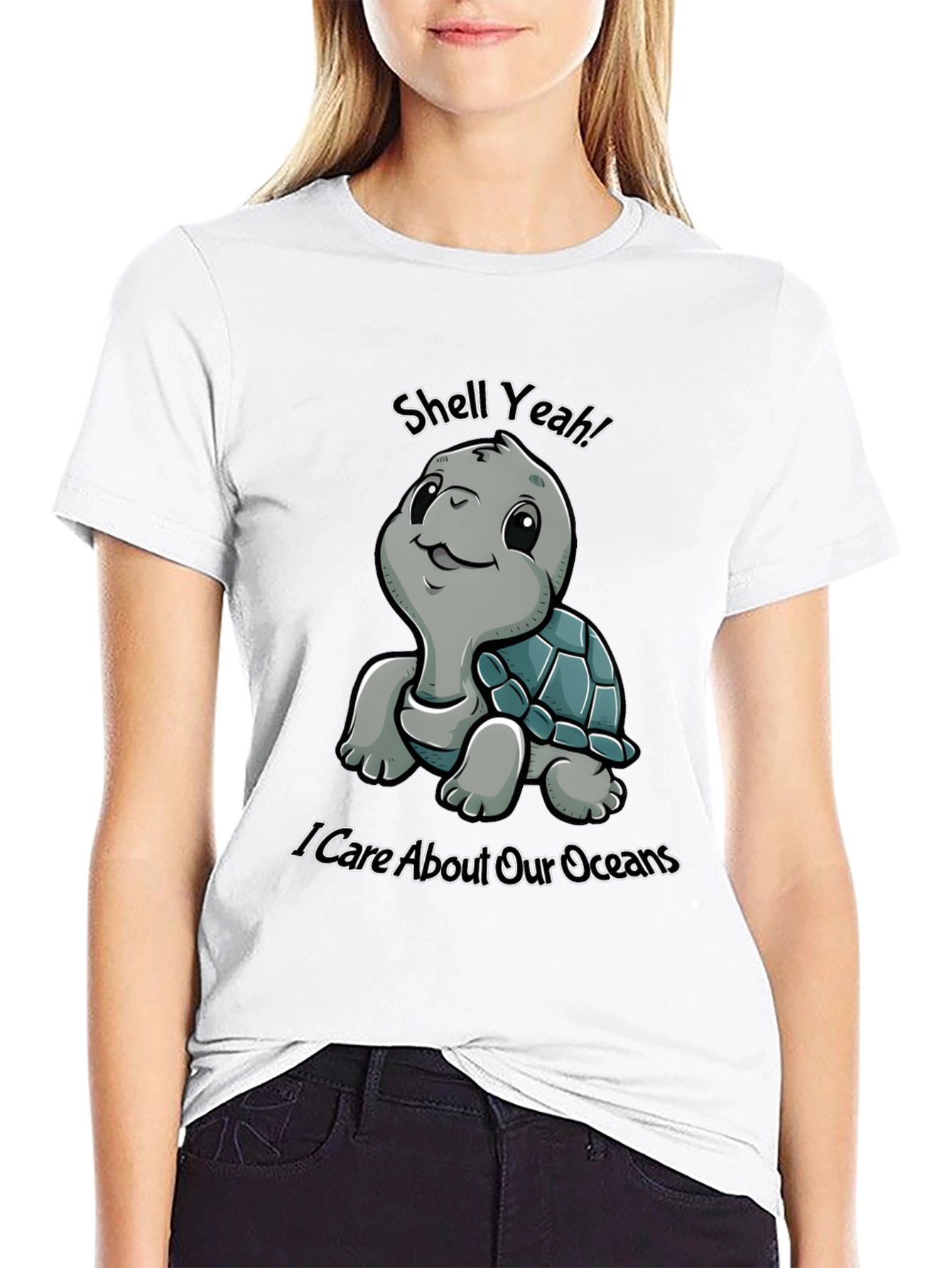 Black Shell Yeah! Ocean Conservation Graphic T-Shirt view 9