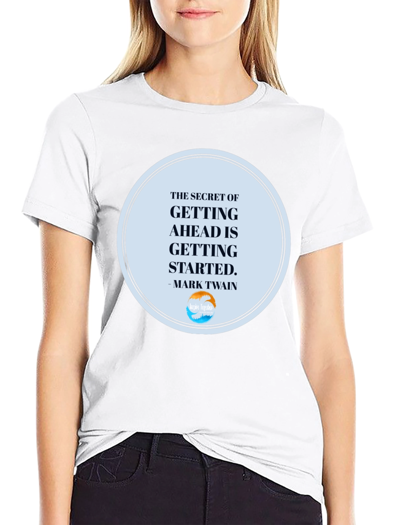 Black Inspirational T-Shirt: "Getting Ahead" Quote view 9