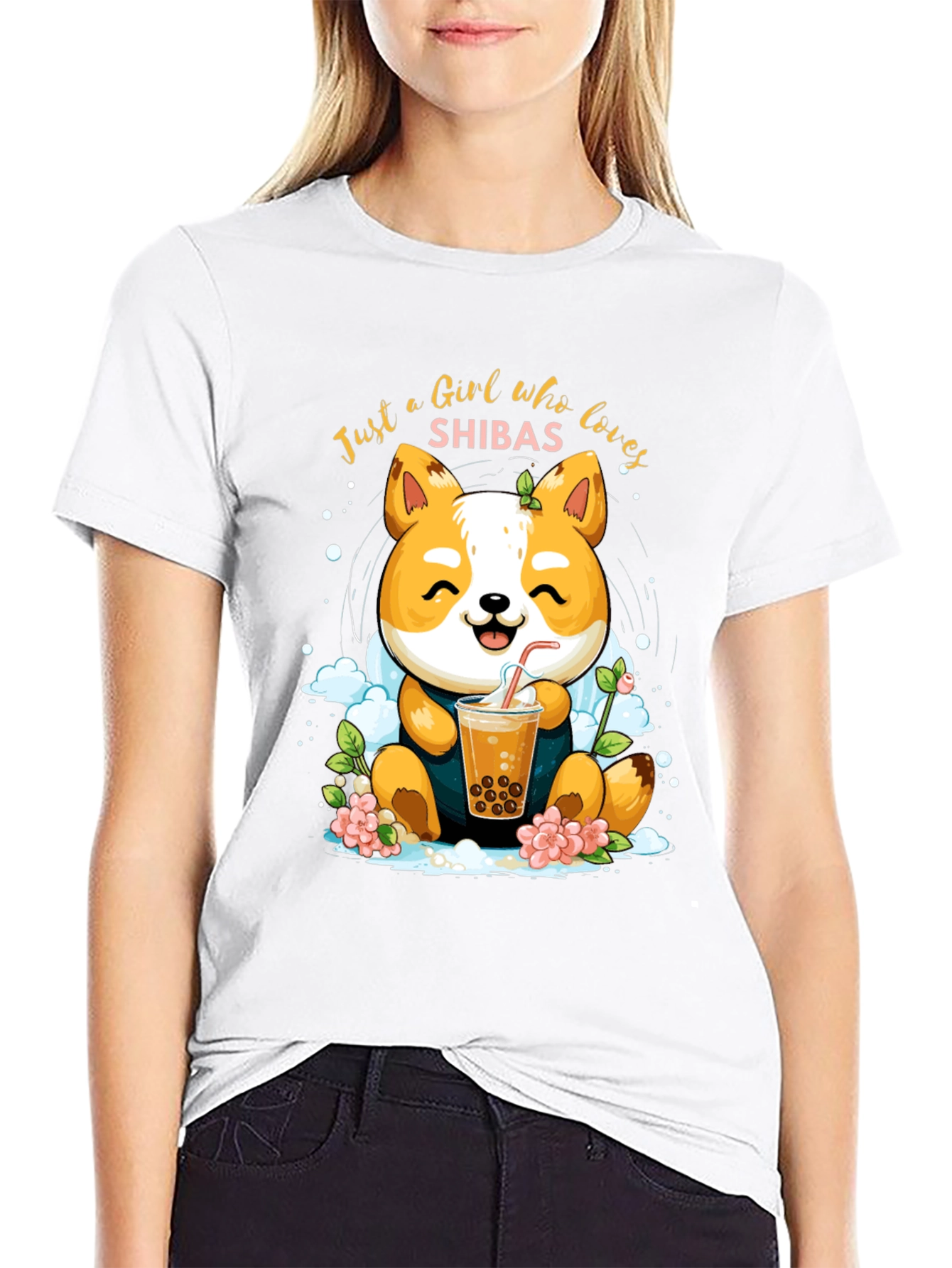 Black Girl Who Loves Shibas T-Shirt view 9