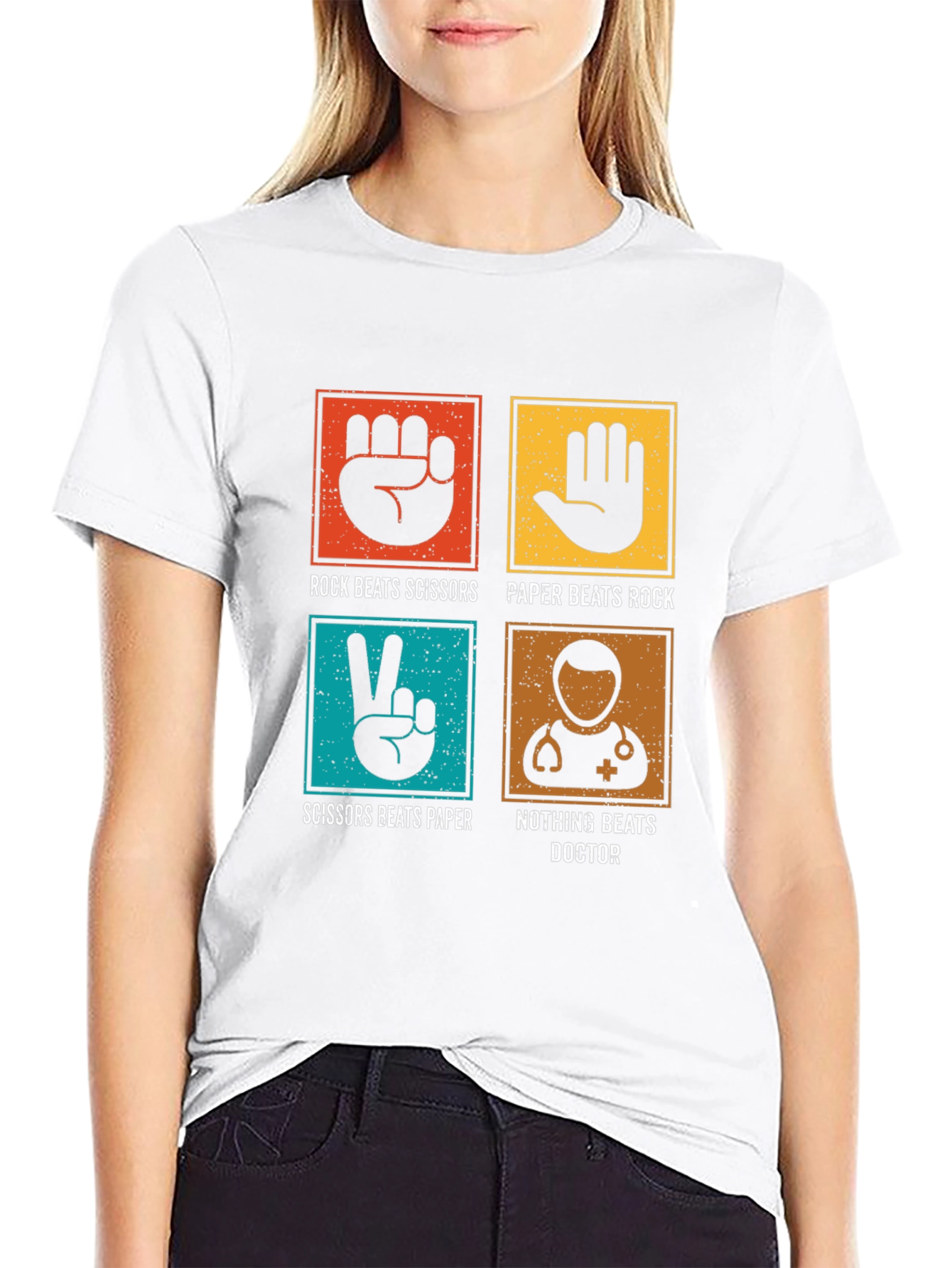 Black Rock Paper Scissors Doctor Tee - Funny Medical T-Shirt view 9