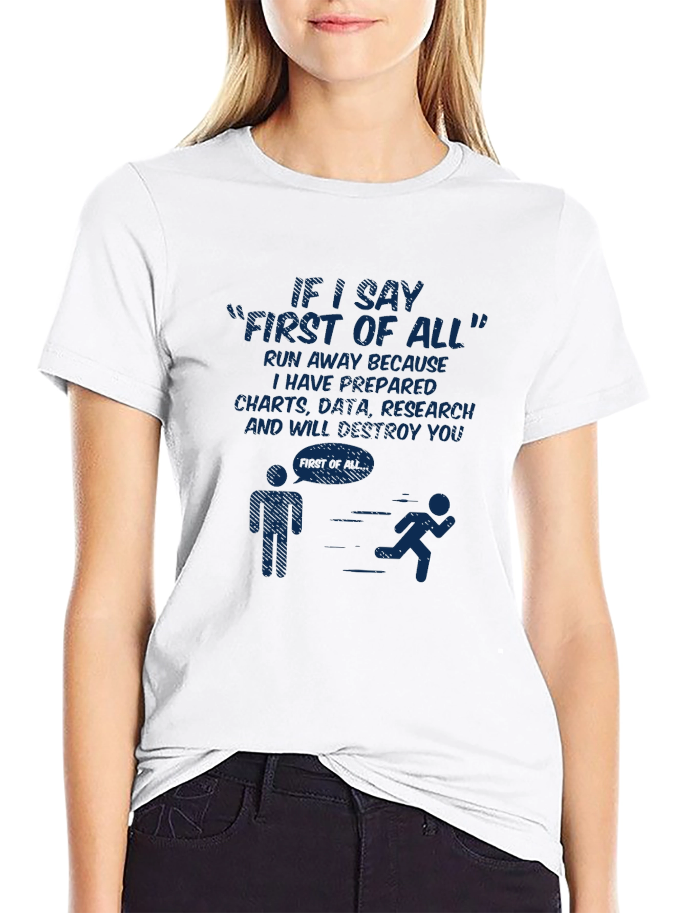 Black First of All Funny Graphic Tee - Run Away! view 9