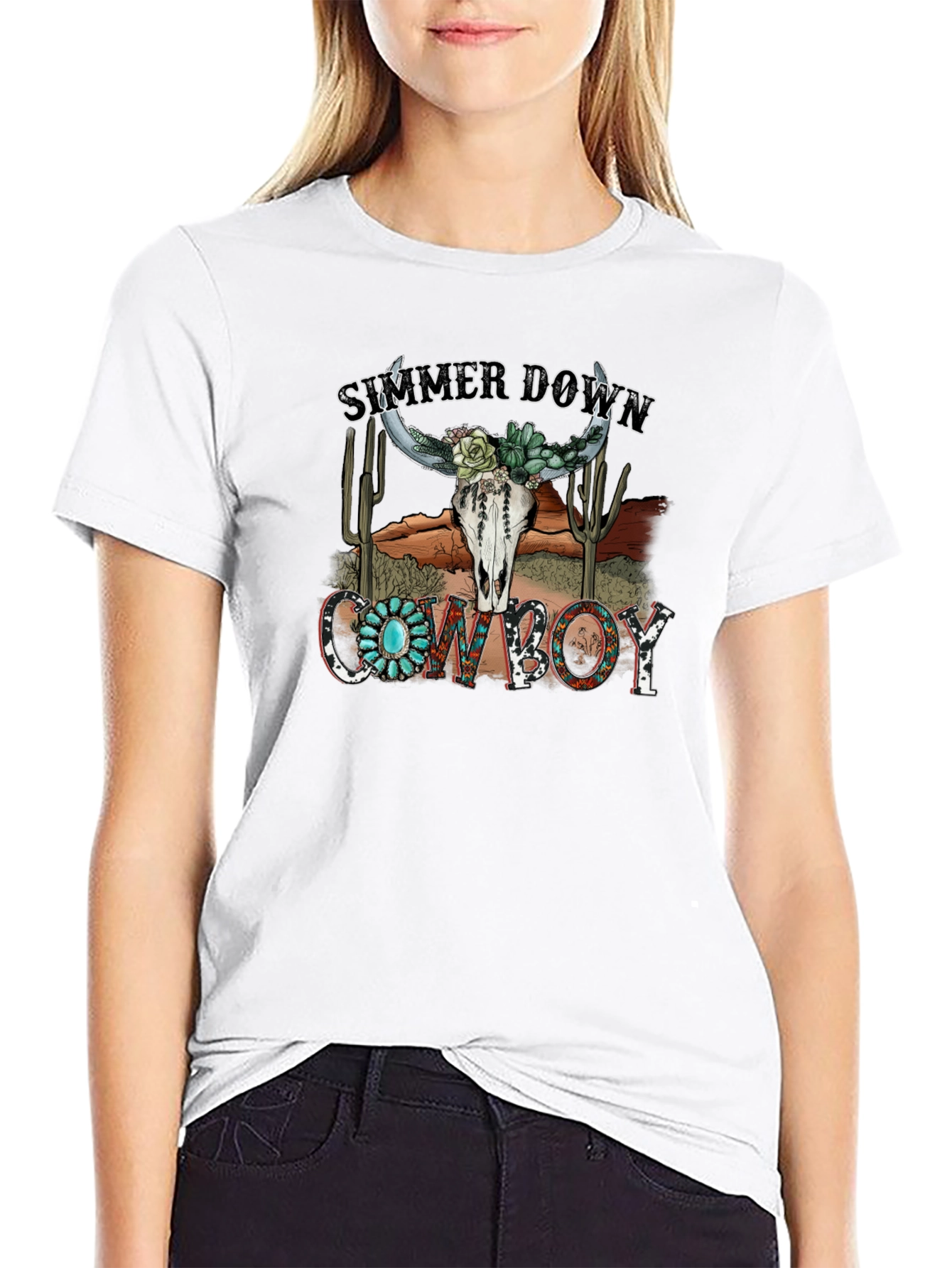 Black Summer Down Cowboy Graphic Tee view 9