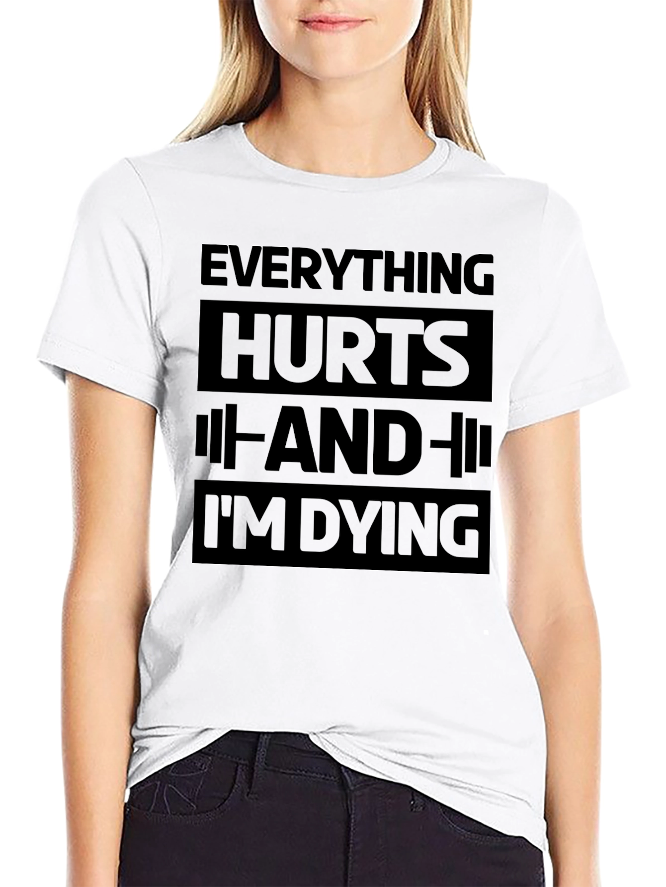 Black Everything Hurts Funny Workout Gym T-Shirt view 9