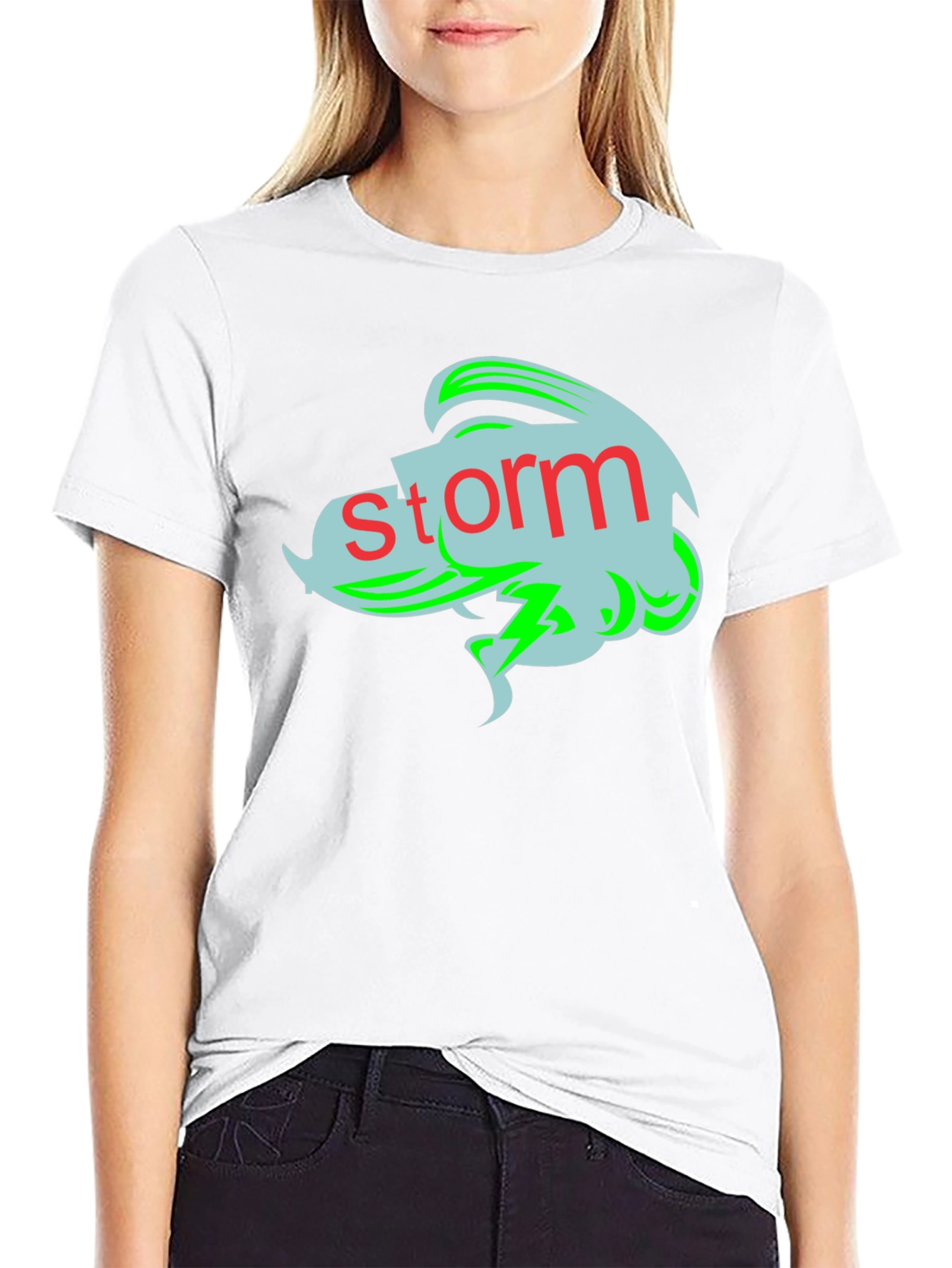 Black Storm Graphic Tee - Black Cotton T-Shirt view 9