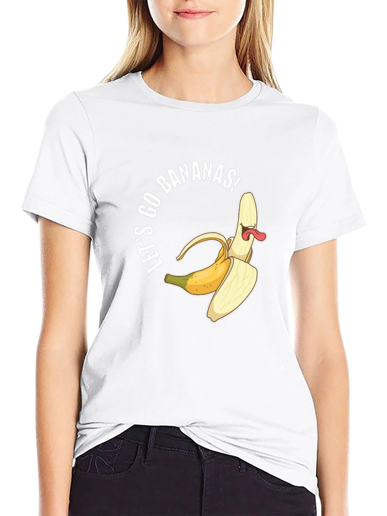 Black Let's Go Bananas Black Graphic Tee view 9